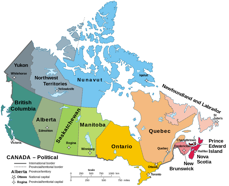 Canada has 10 provinces and 3 territories