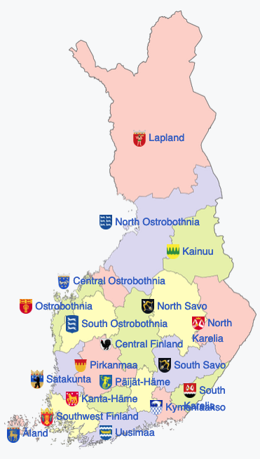 Finland has of 19 regions