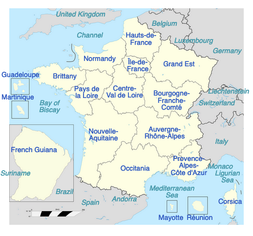 France has of 18 regions