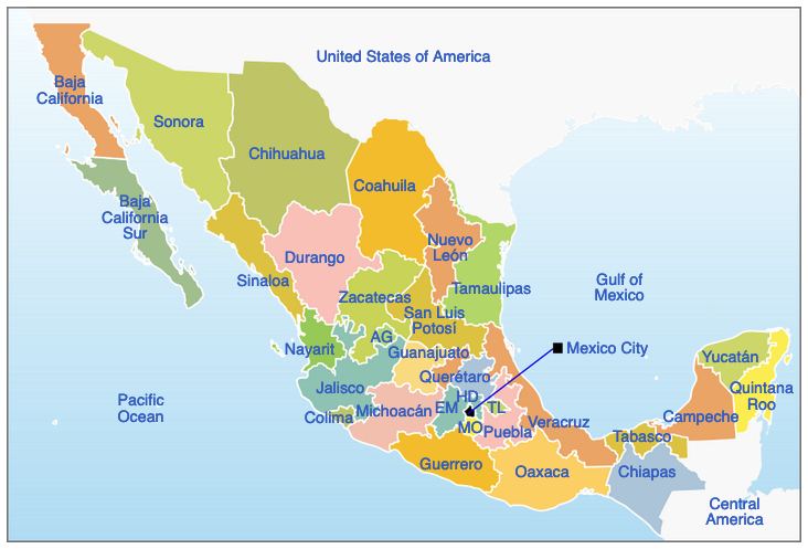 Mexico has 31 states and the Capital Mexico City