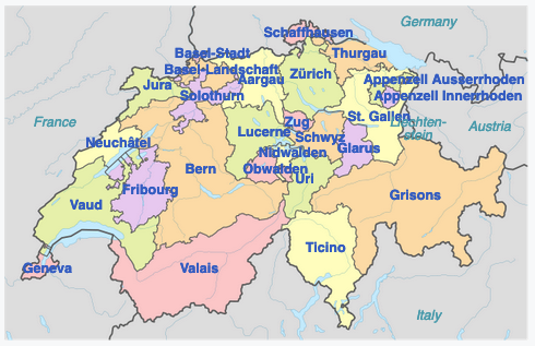 Switzerland has 26 Cantons