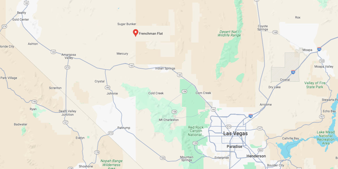 Frenchman Flat Nevada Test Site on Google Maps