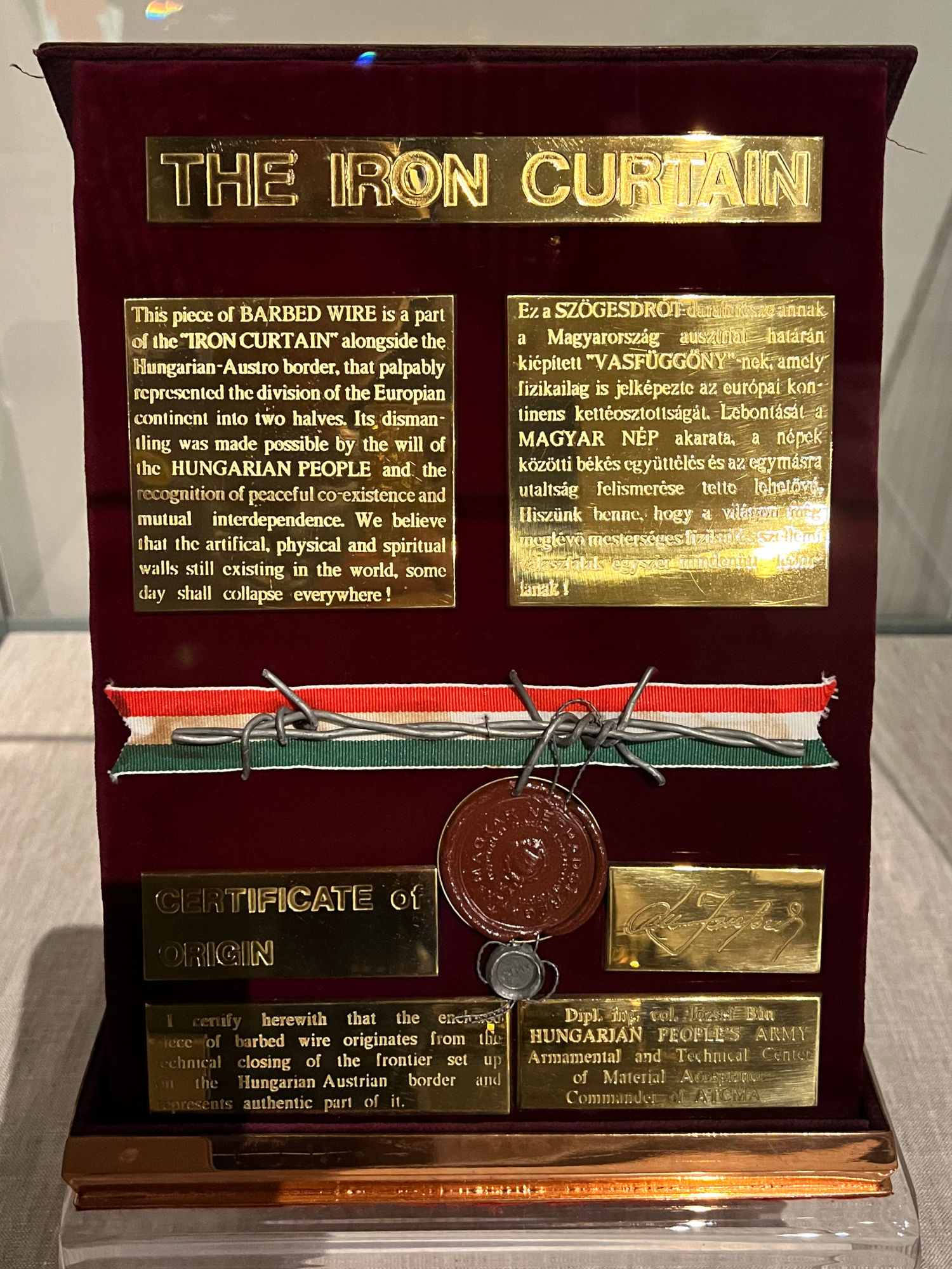 Iron Curtain Plaque George H.W. Bush Iron Curtain Plaque