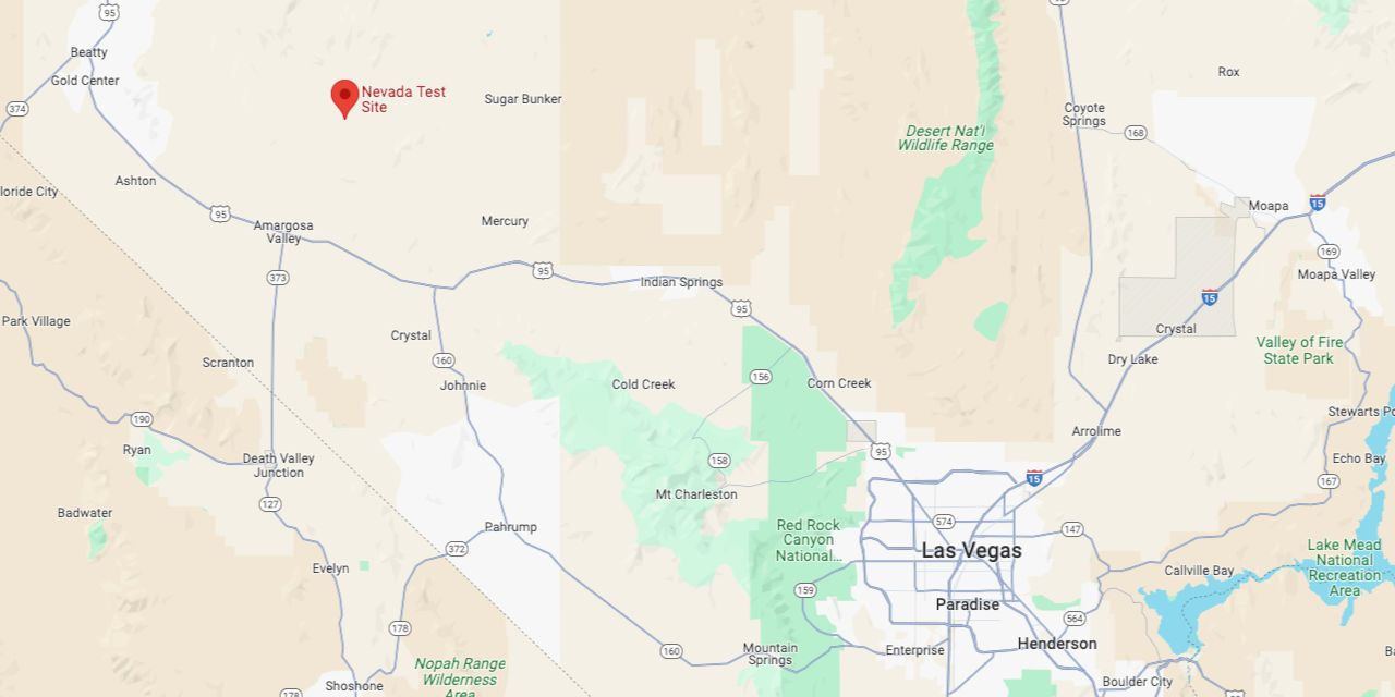Nevada Test Site on Google Maps