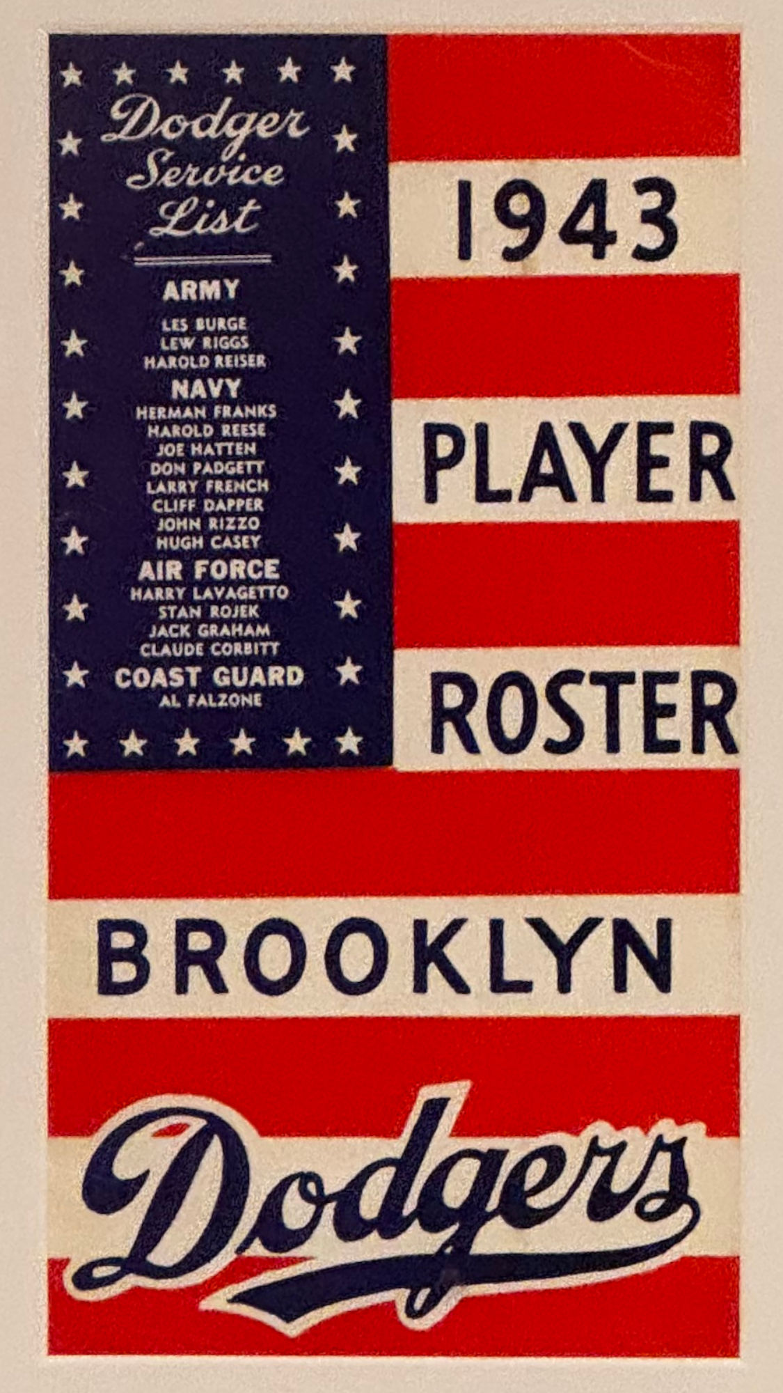 1943 Brooklyn Dodgers Cover 1943 Brooklyn Dodgers Cover