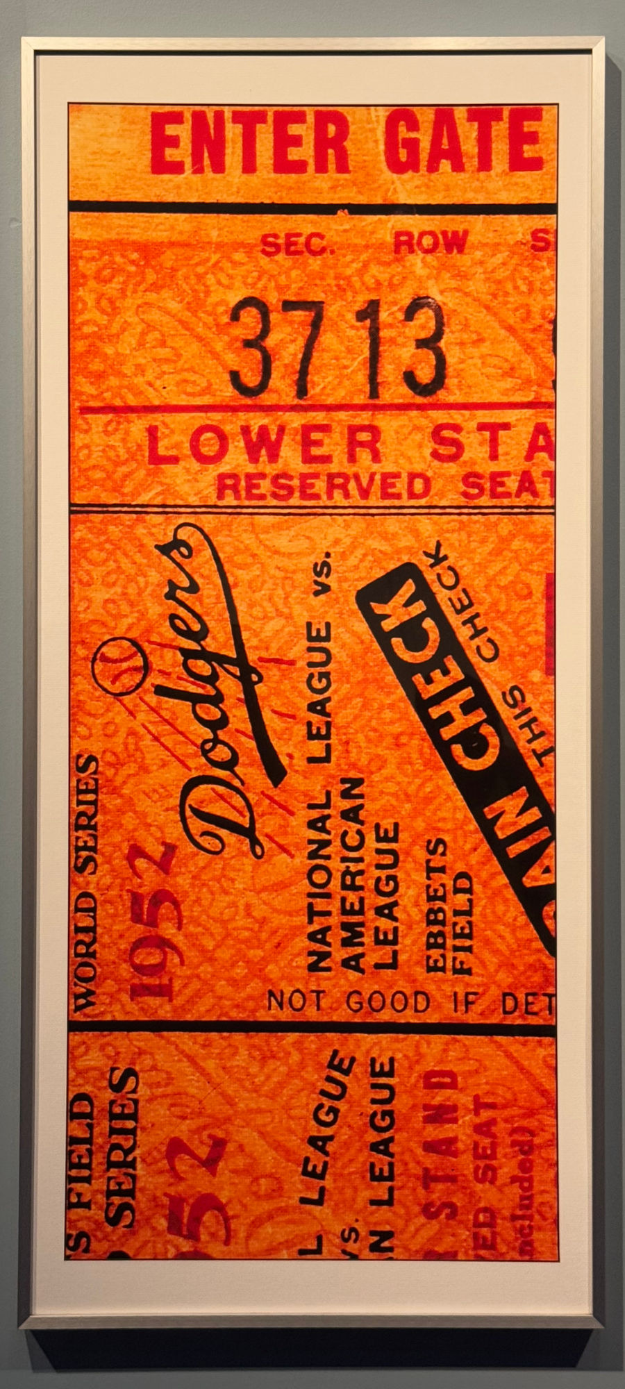 1952 World Series Ticket Ebbets Field