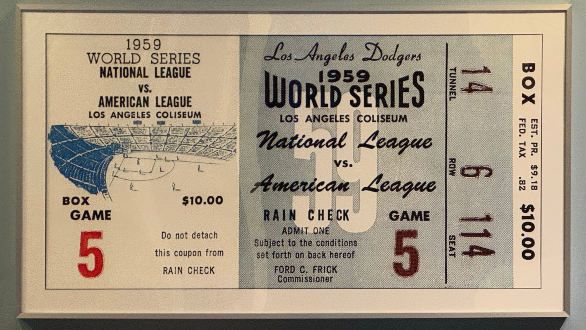 1959 World Series Ticket LA Memorial Coliseum