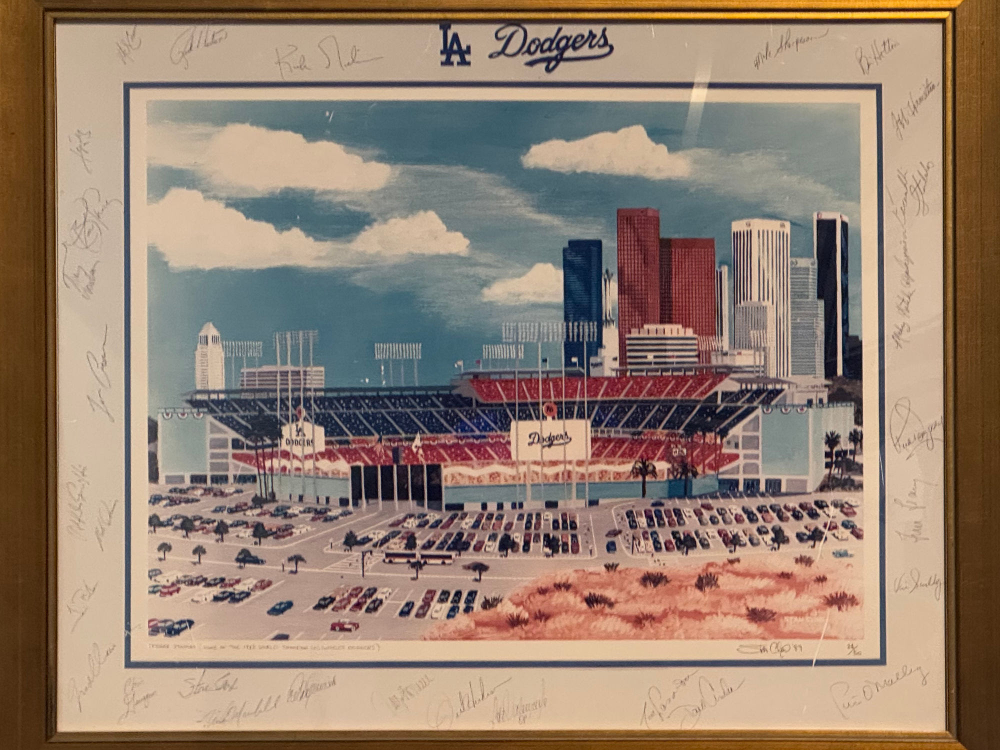 Stan Cline Stadium Canvas Dodger Autographs 1988