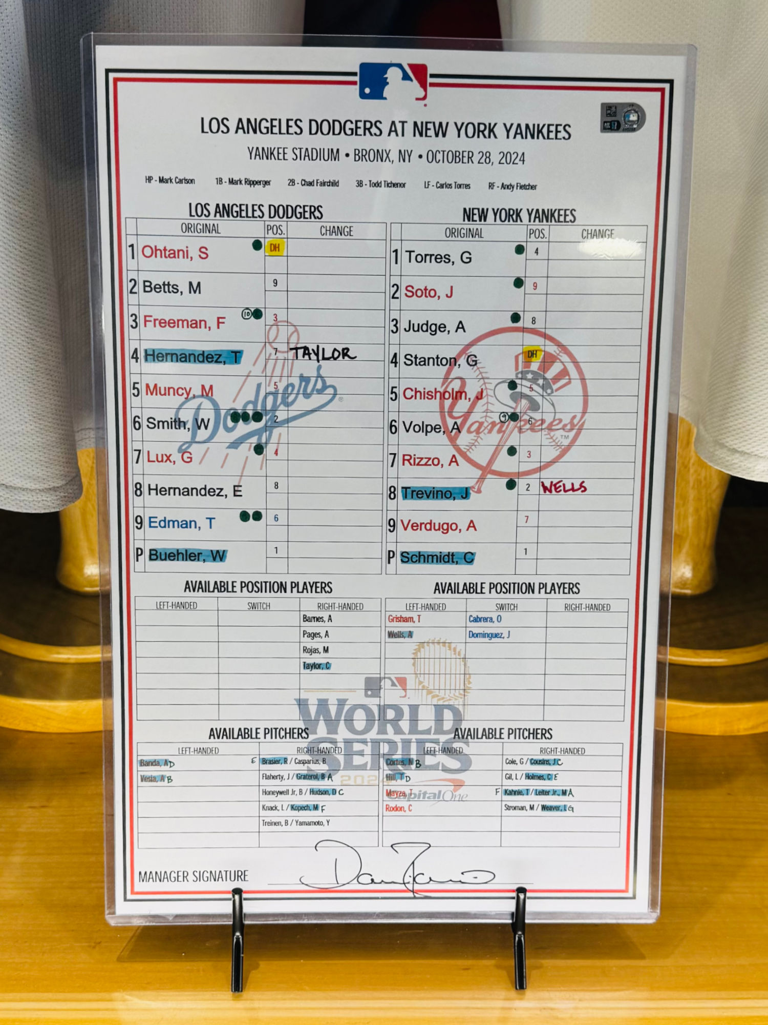 Game 3 Lineup Card 2024 World Series Game 3 Lineup Card