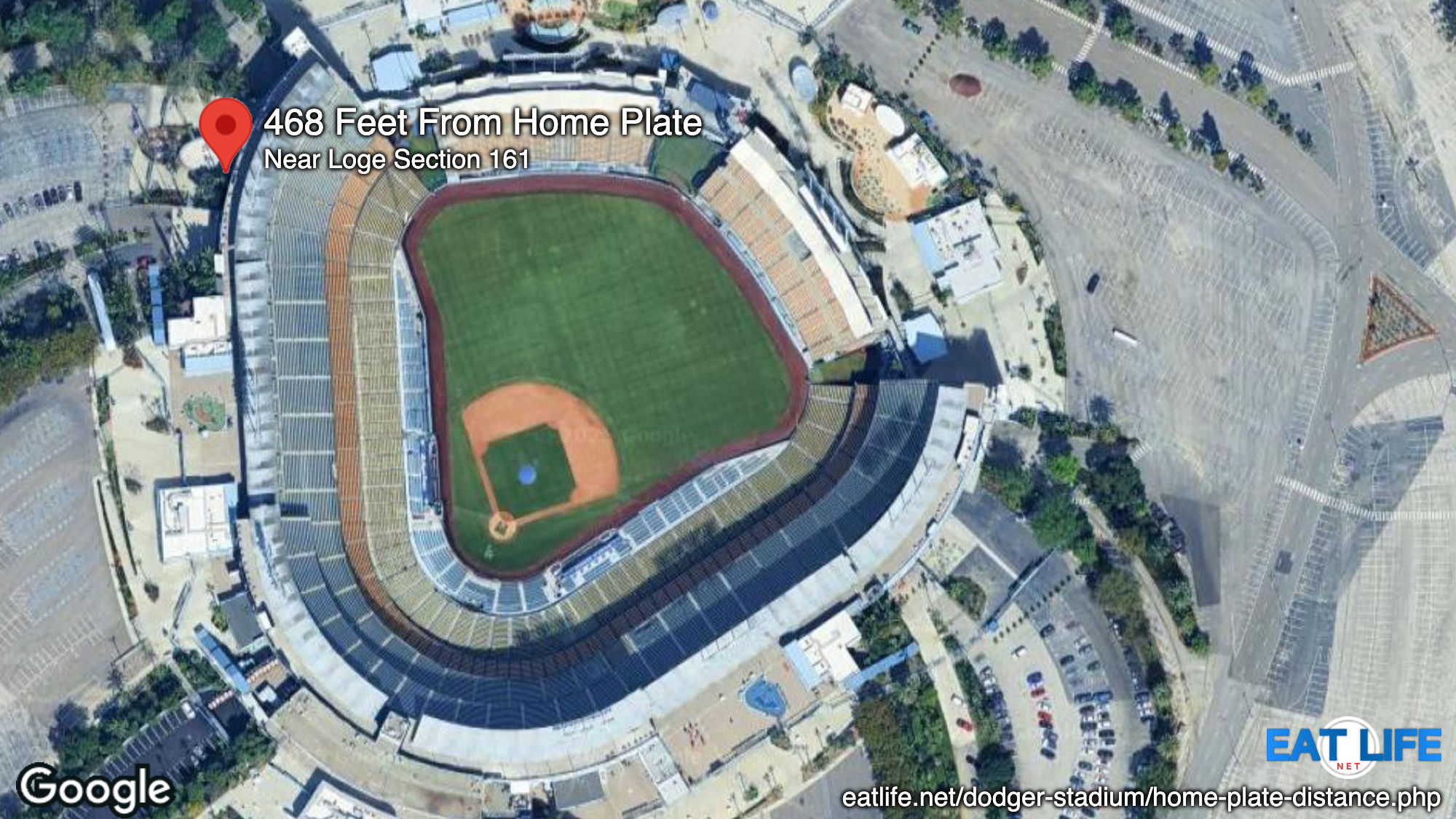 Dodger Stadium 468 Feet From Home Plate Near Loge Section 161