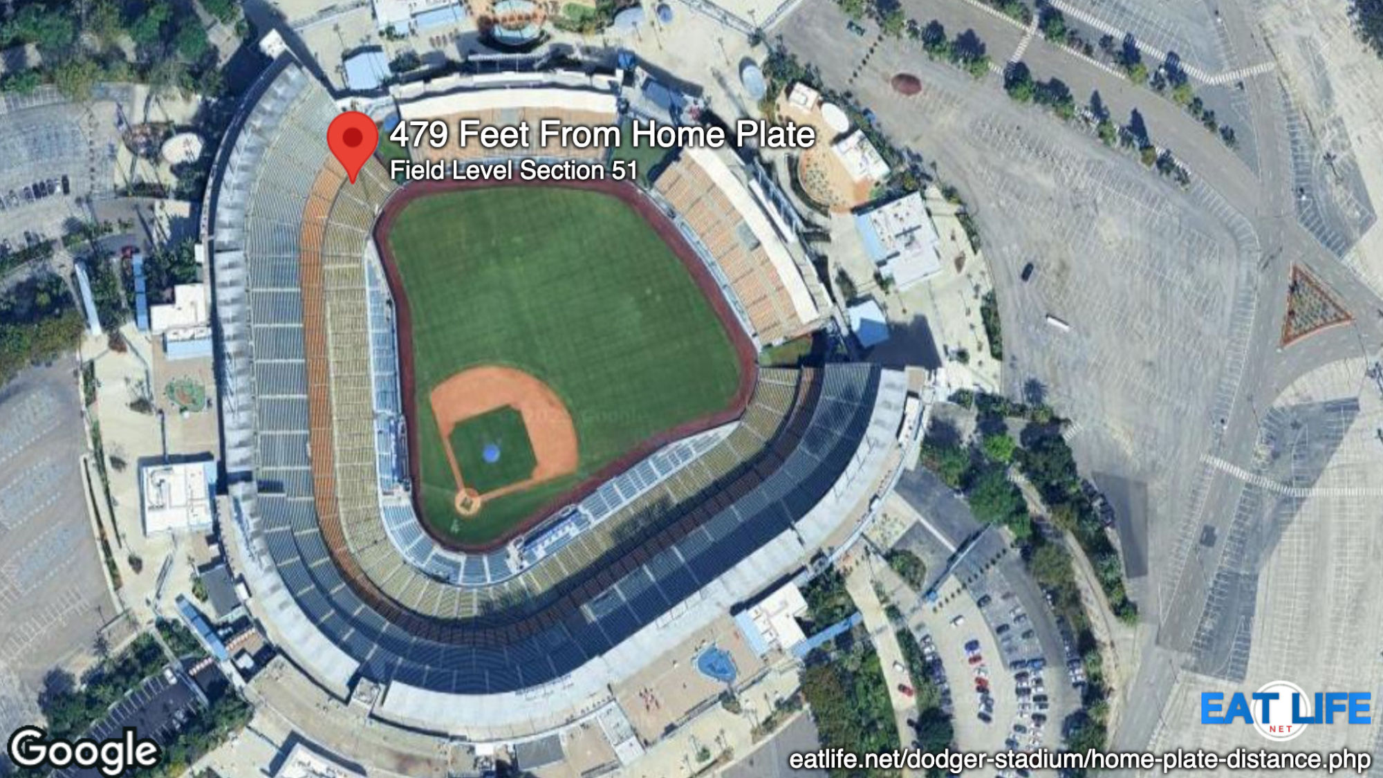 Dodger Stadium 479 Feet From Home Plate Field Level Section 51
