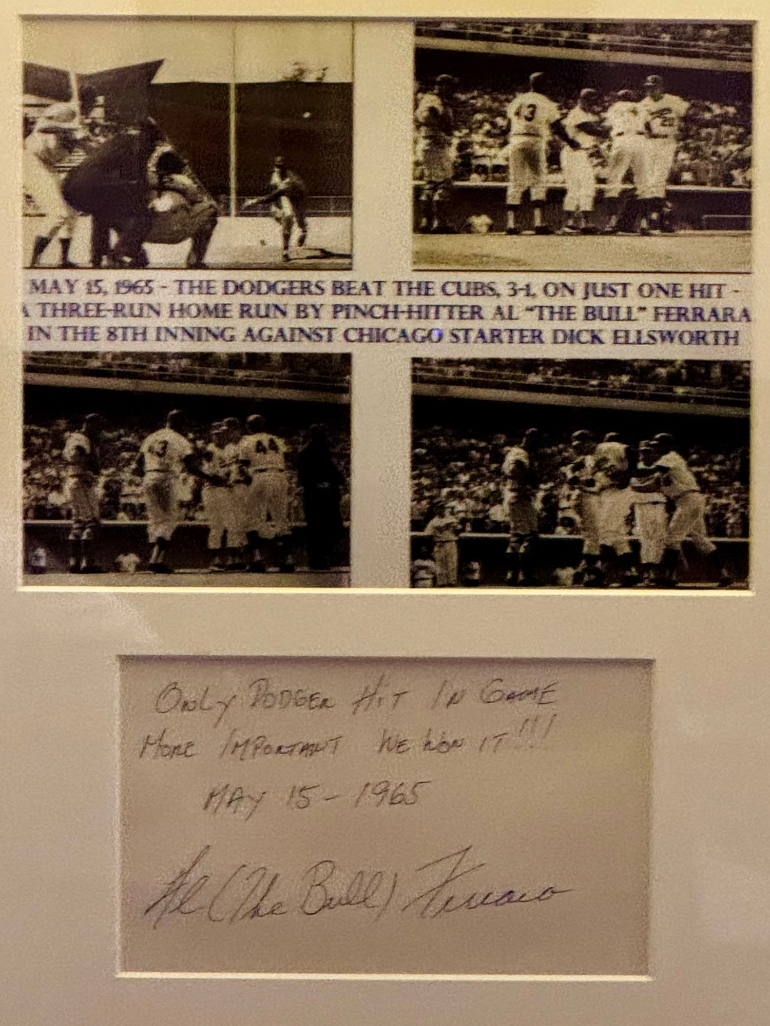 Al Ferrara Handwritten Note