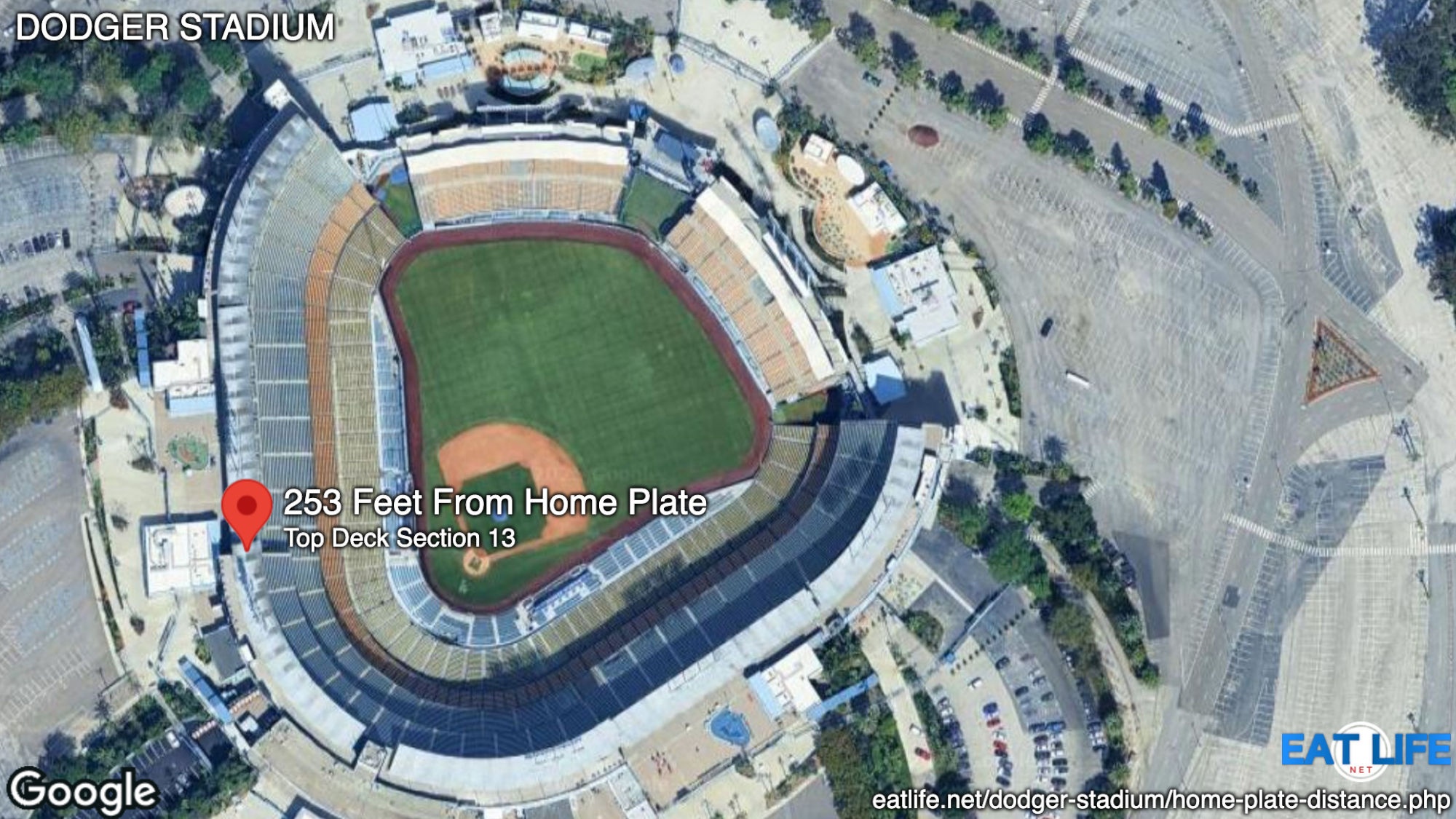 Dodger Stadium 253 Feet From Home Plate Map