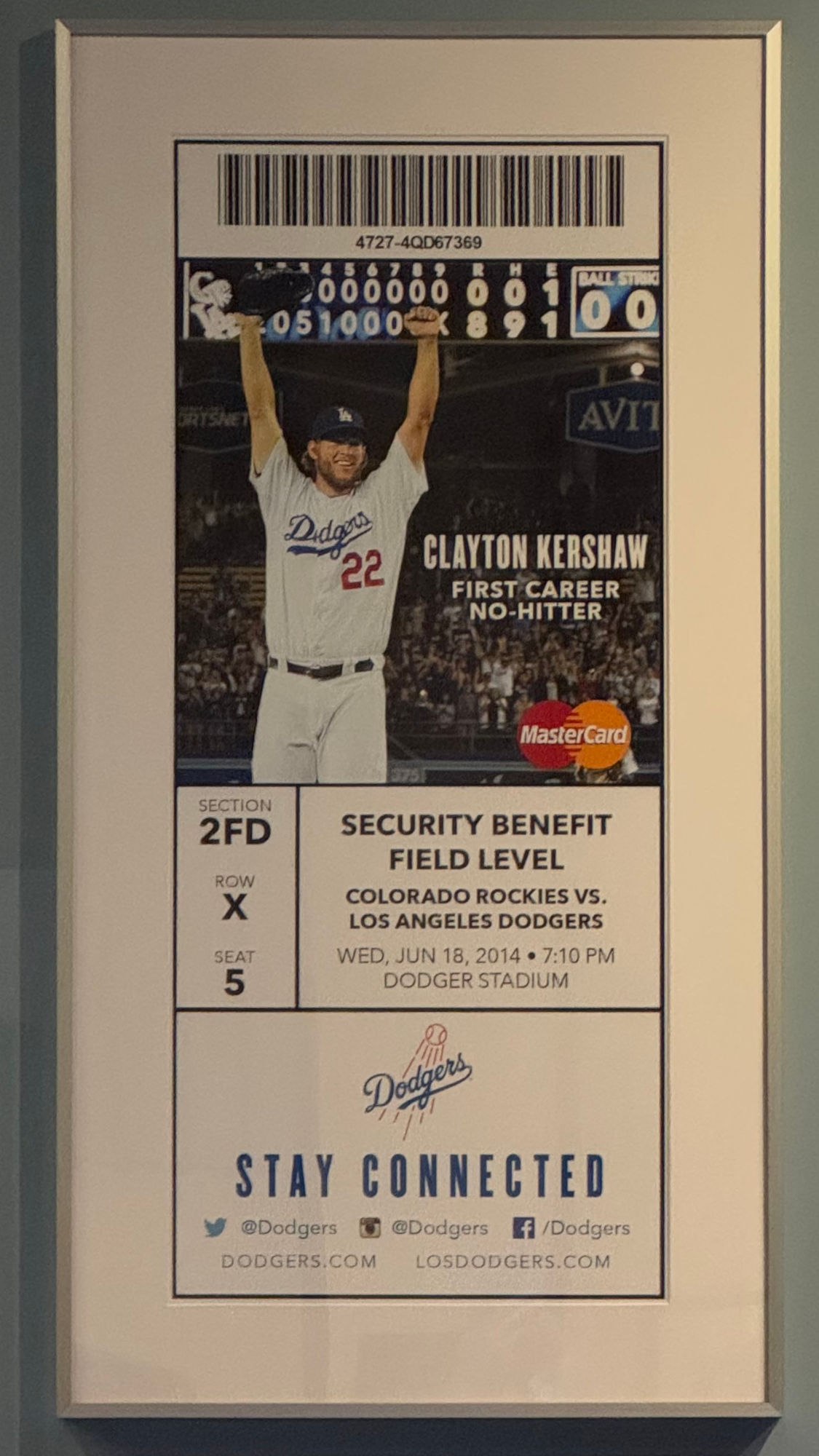 Dodgers Vs Rockies Ticket Kershaw No-Hitter