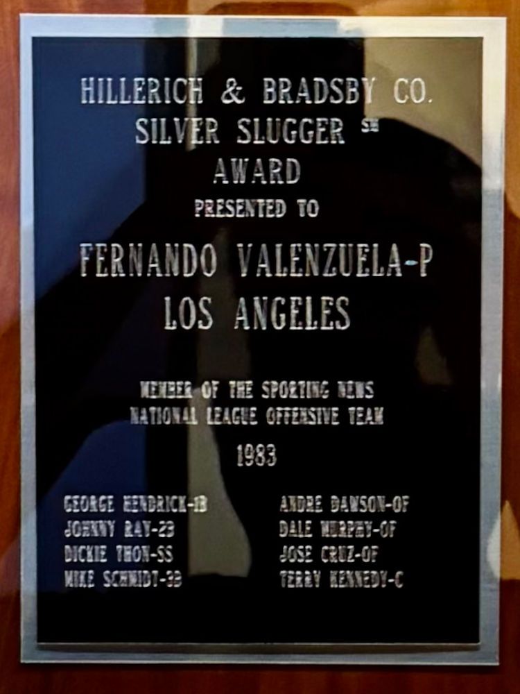 1983 Silver Slugger Award Fernando Valenzuela Fernando Valenzuela 1983 Silver Slugger Award