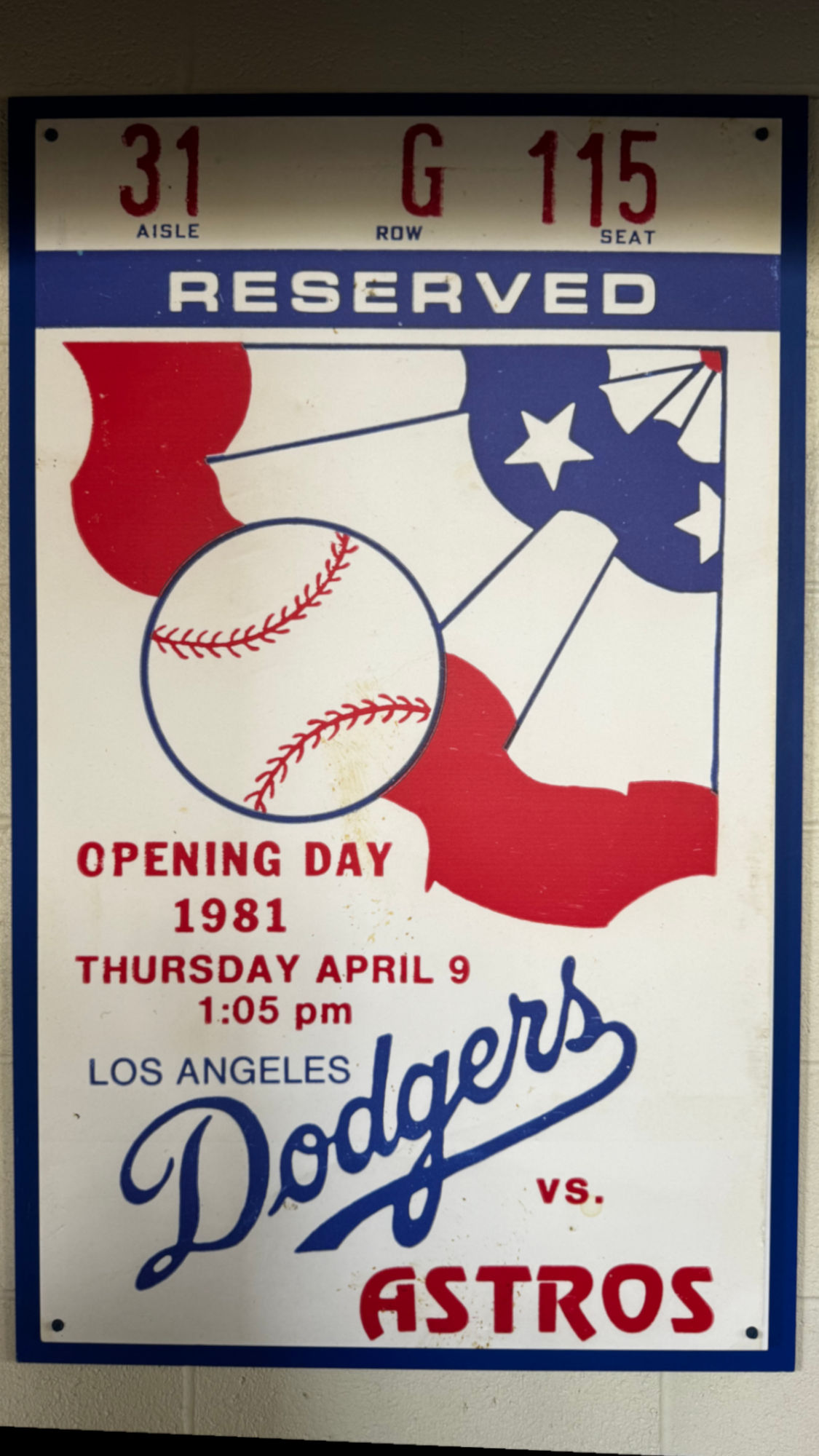 Fernando Valenzuela Opening Day Ticket 1981