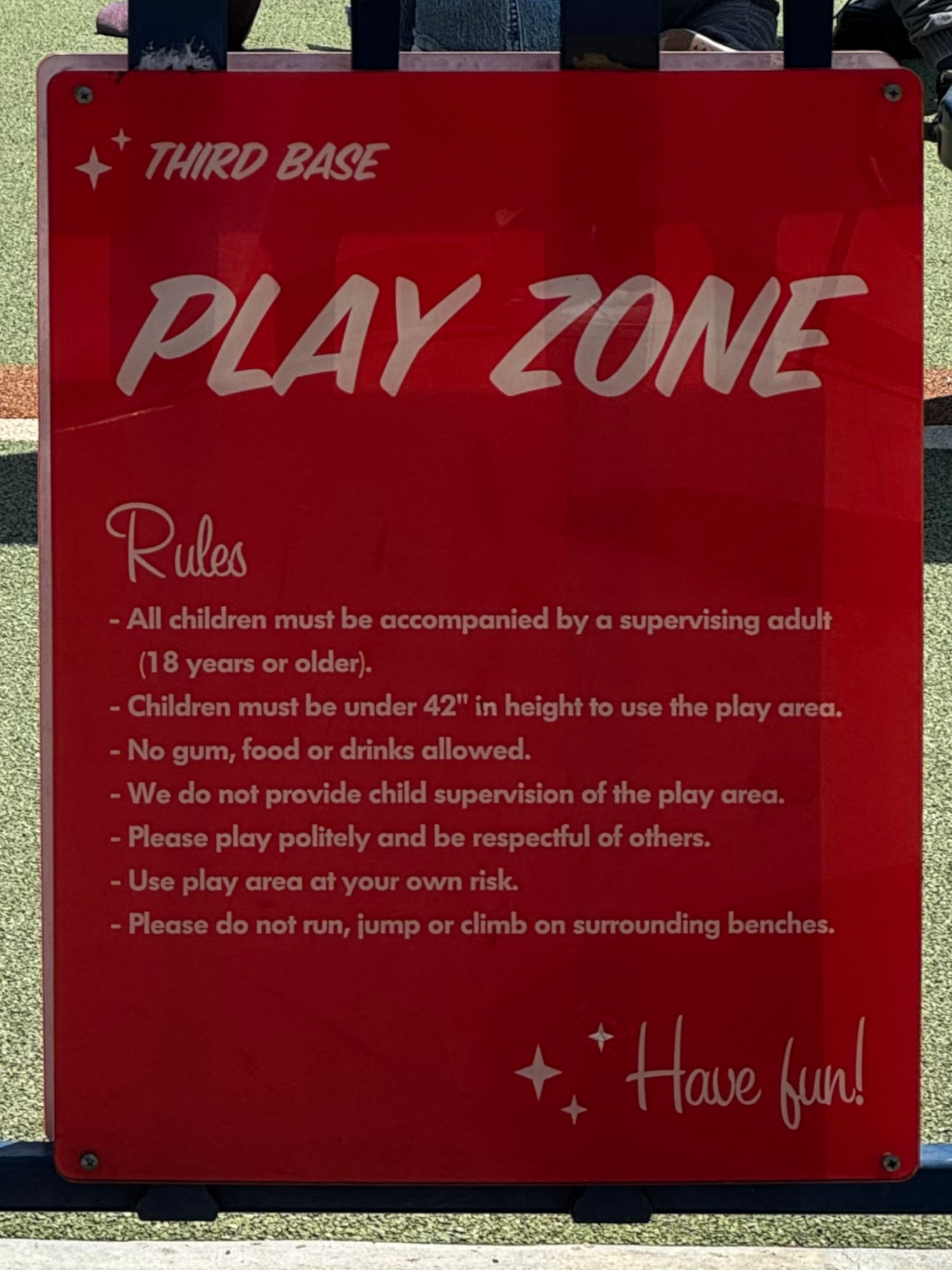 Third Base Play Zone Rules Kid's Play Area Third Base Play Zone Rules