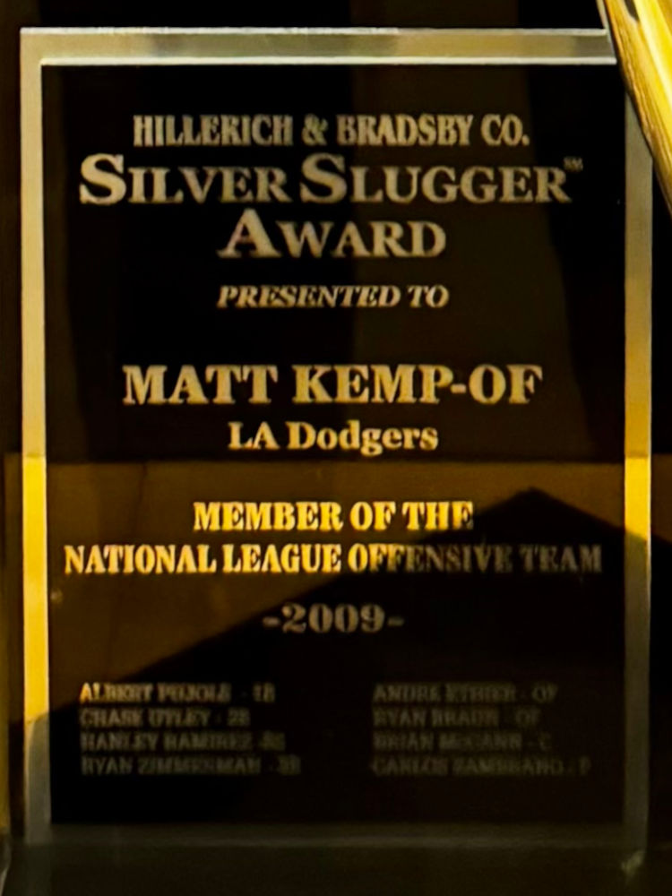 2009 Silver Slugger Award Matt Kemp Matt Kemp 2009 Silver Slugger Award