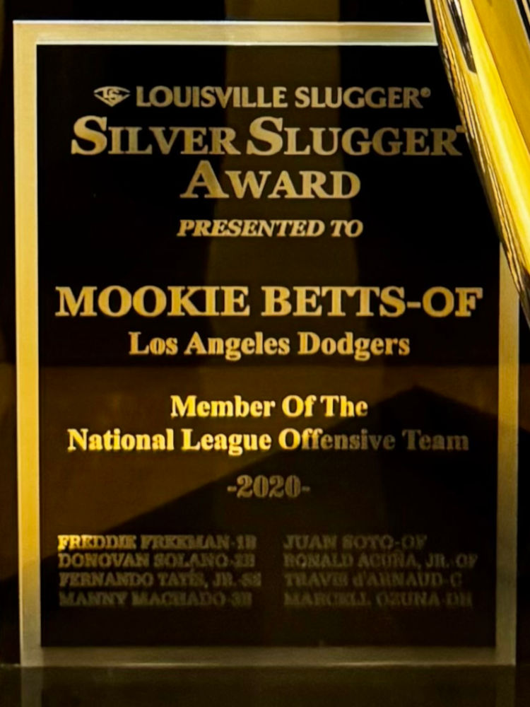 2020 Silver Slugger Award Mookie Betts Mookie Betts 2020 Silver Slugger Award