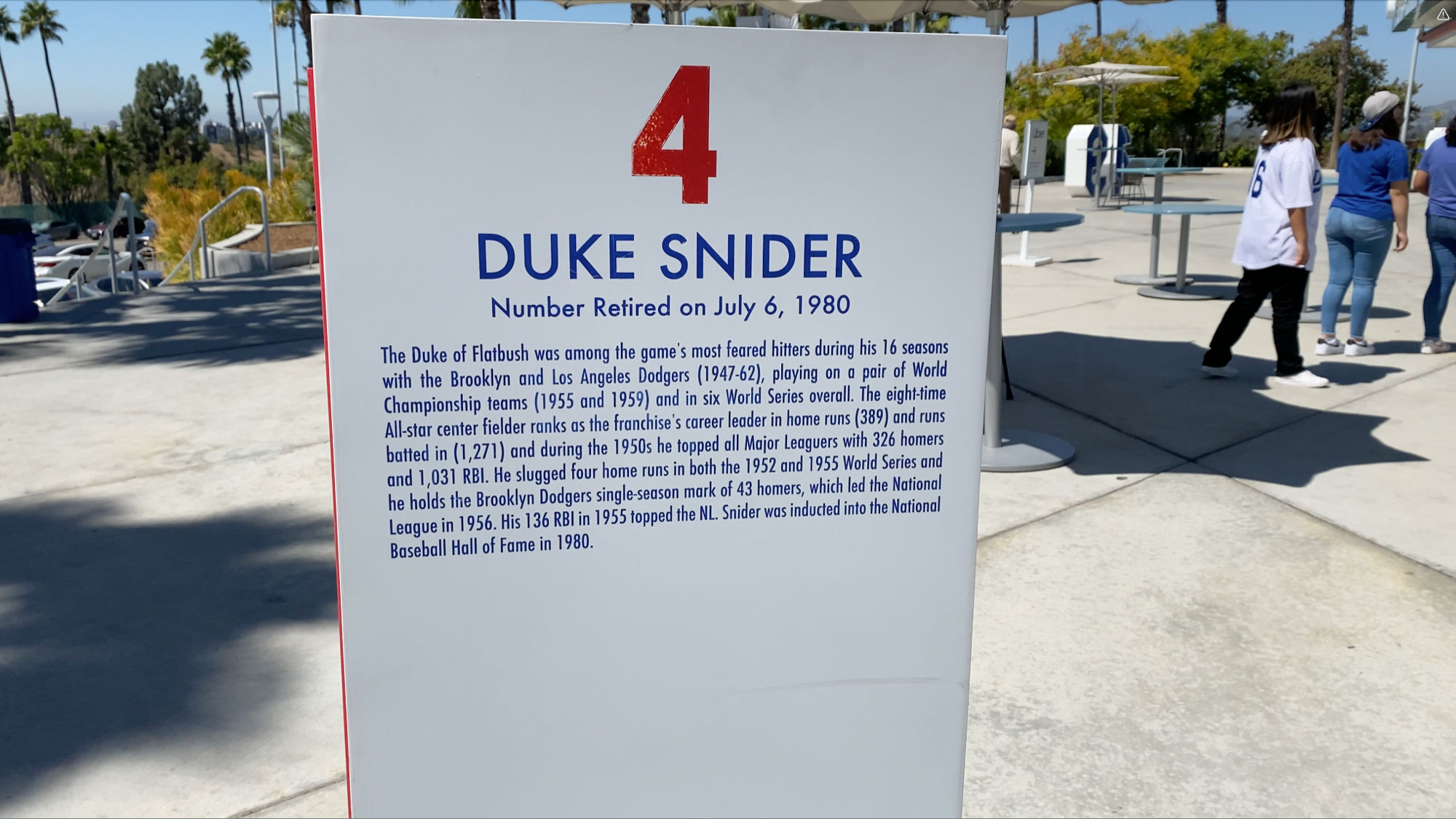 Retired Numbers Plaza Duke Snider