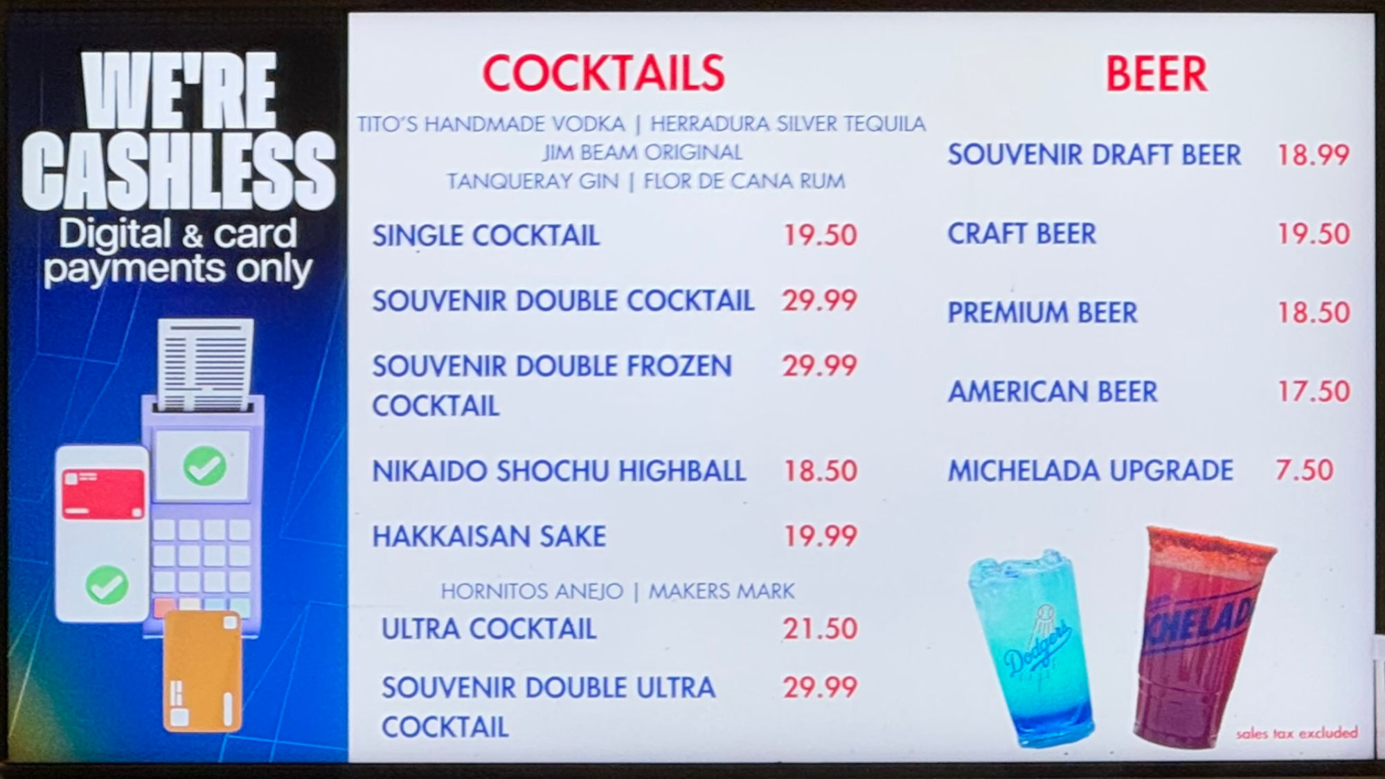 Think Blue Bar 2025 Menu
