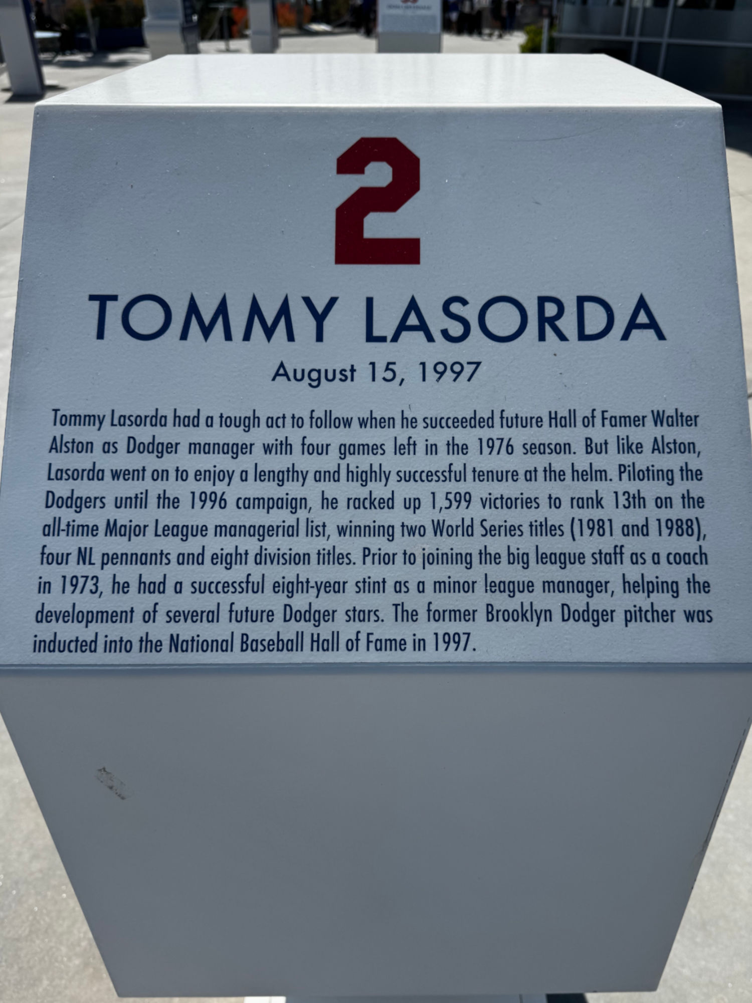 Hof 1997 Tommy Lasorda Hof 1997