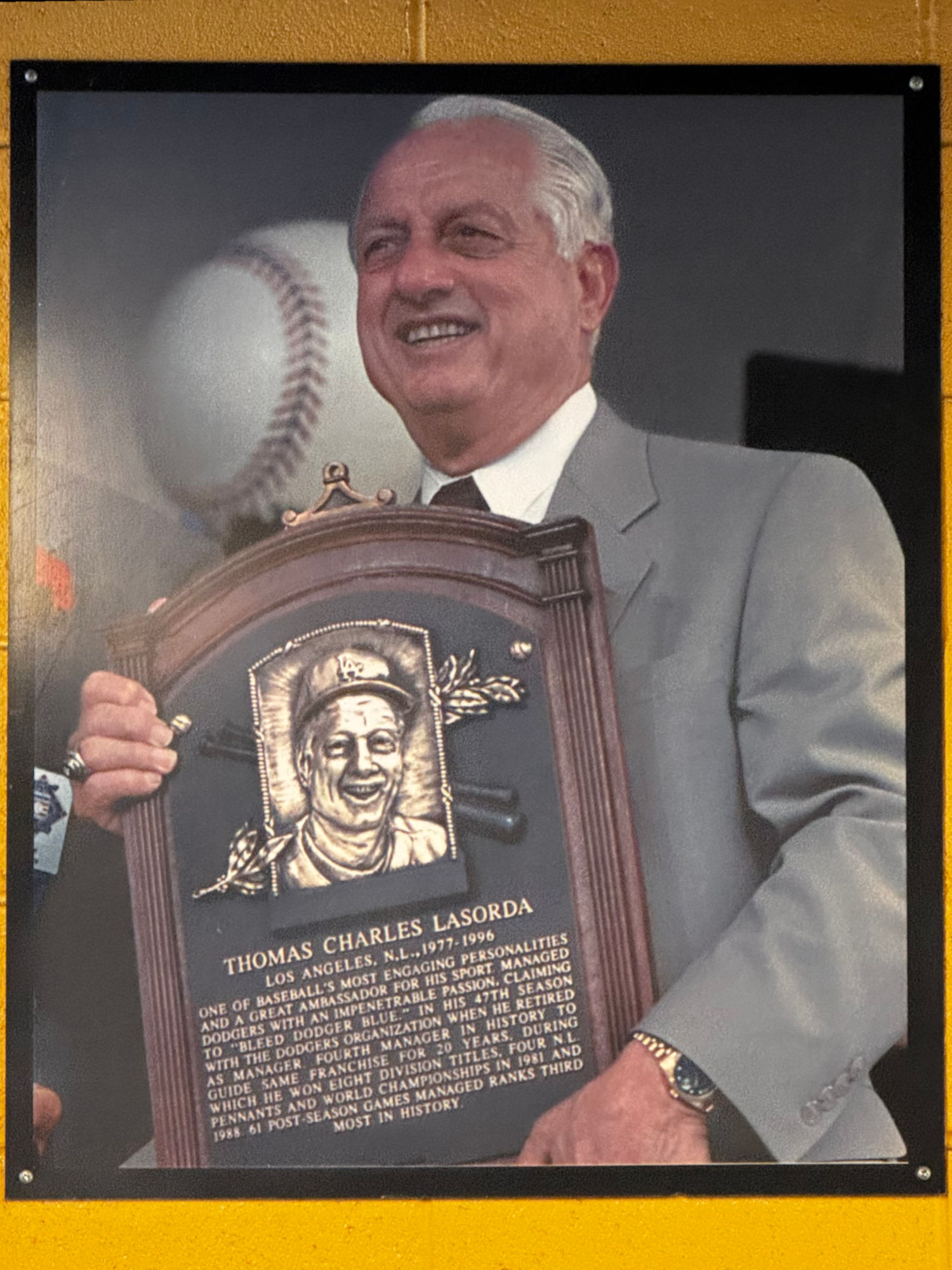 Hof Plaque Tommy Lasorda Hof Plaque