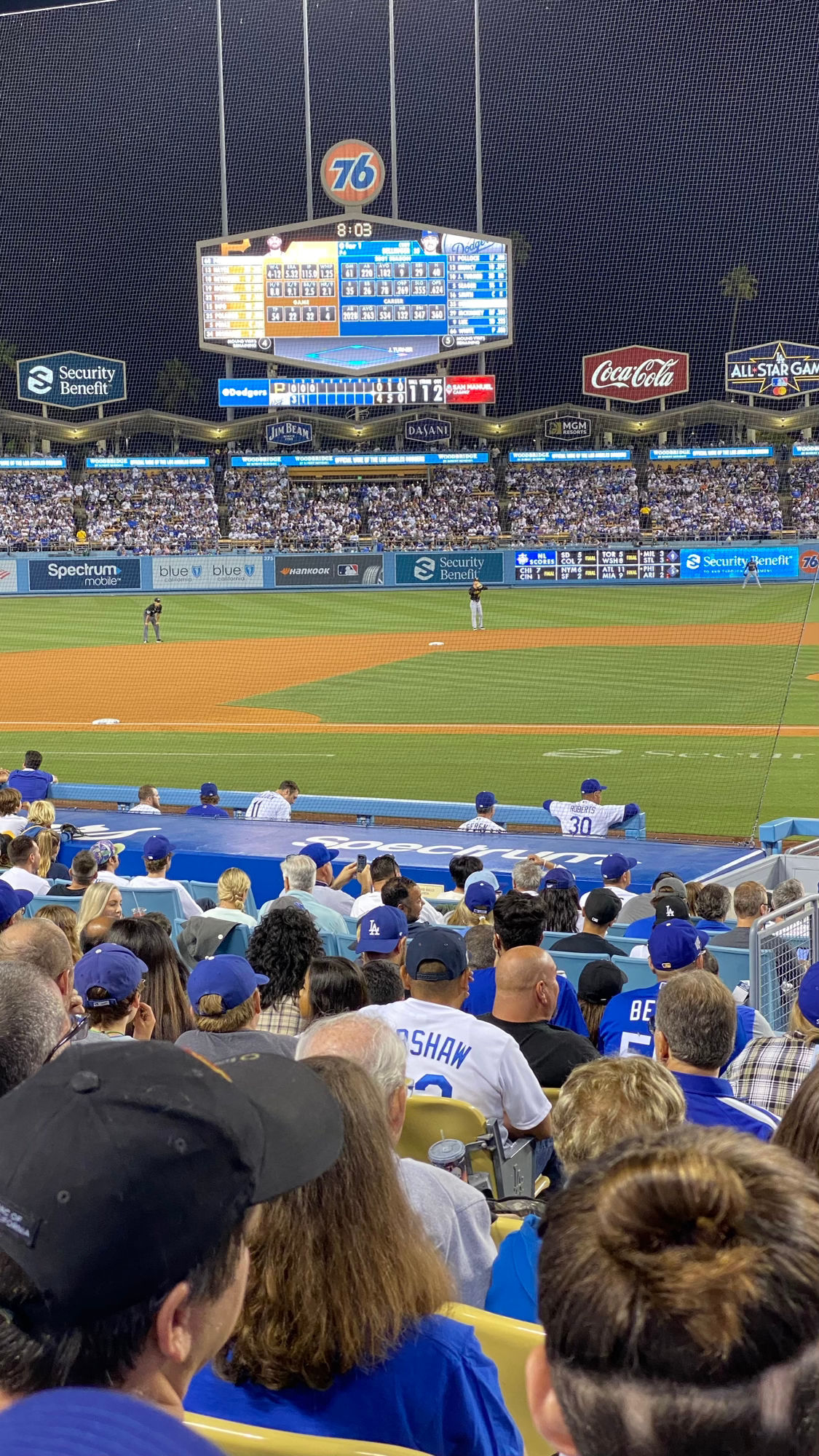 Dodger Stadium View from Field Box Left Field