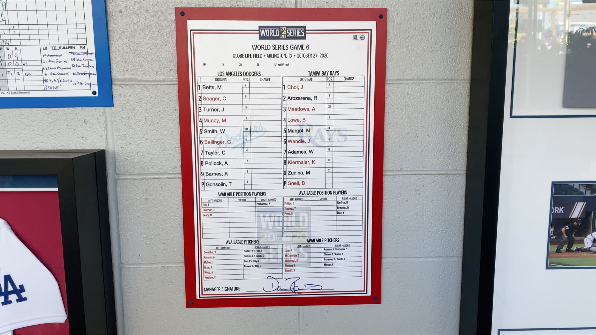 Scorecard World Series 2020 Game 6