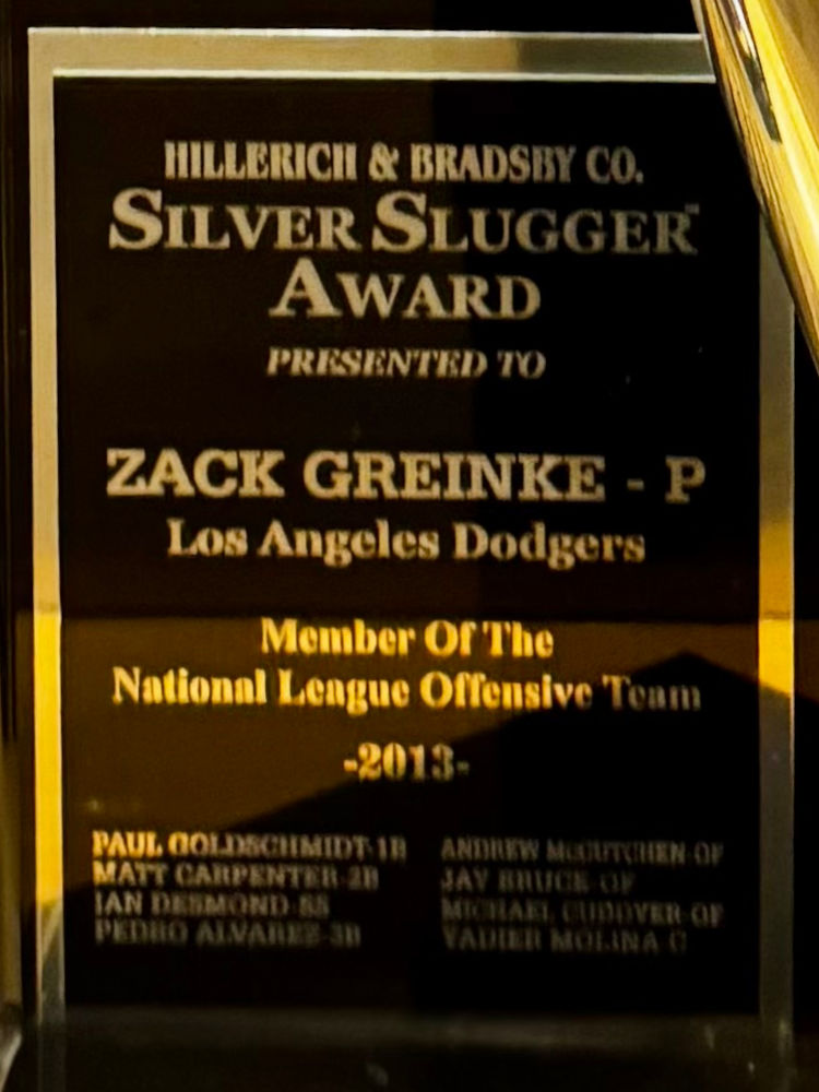 2013 Silver Slugger Award Zack Greinke Zack Greinke 2013 Silver Slugger Award
