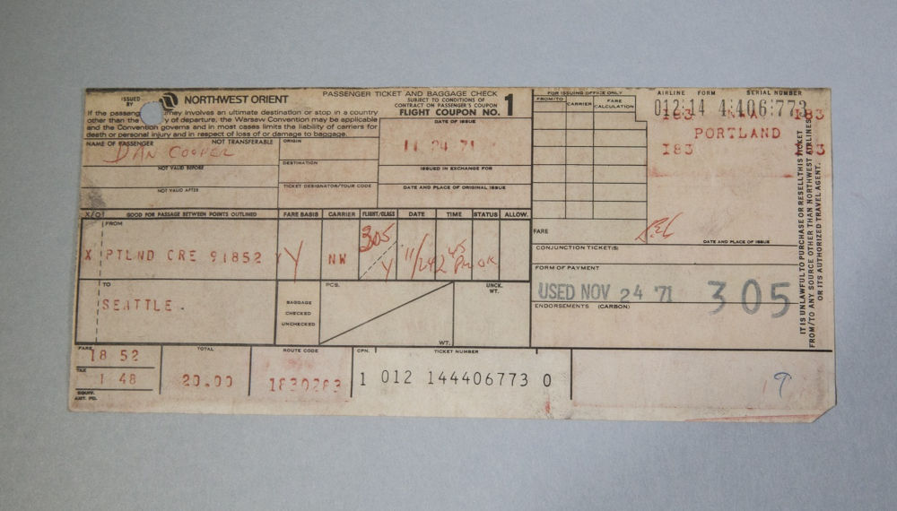 FBI DB Cooper Plane Ticket
