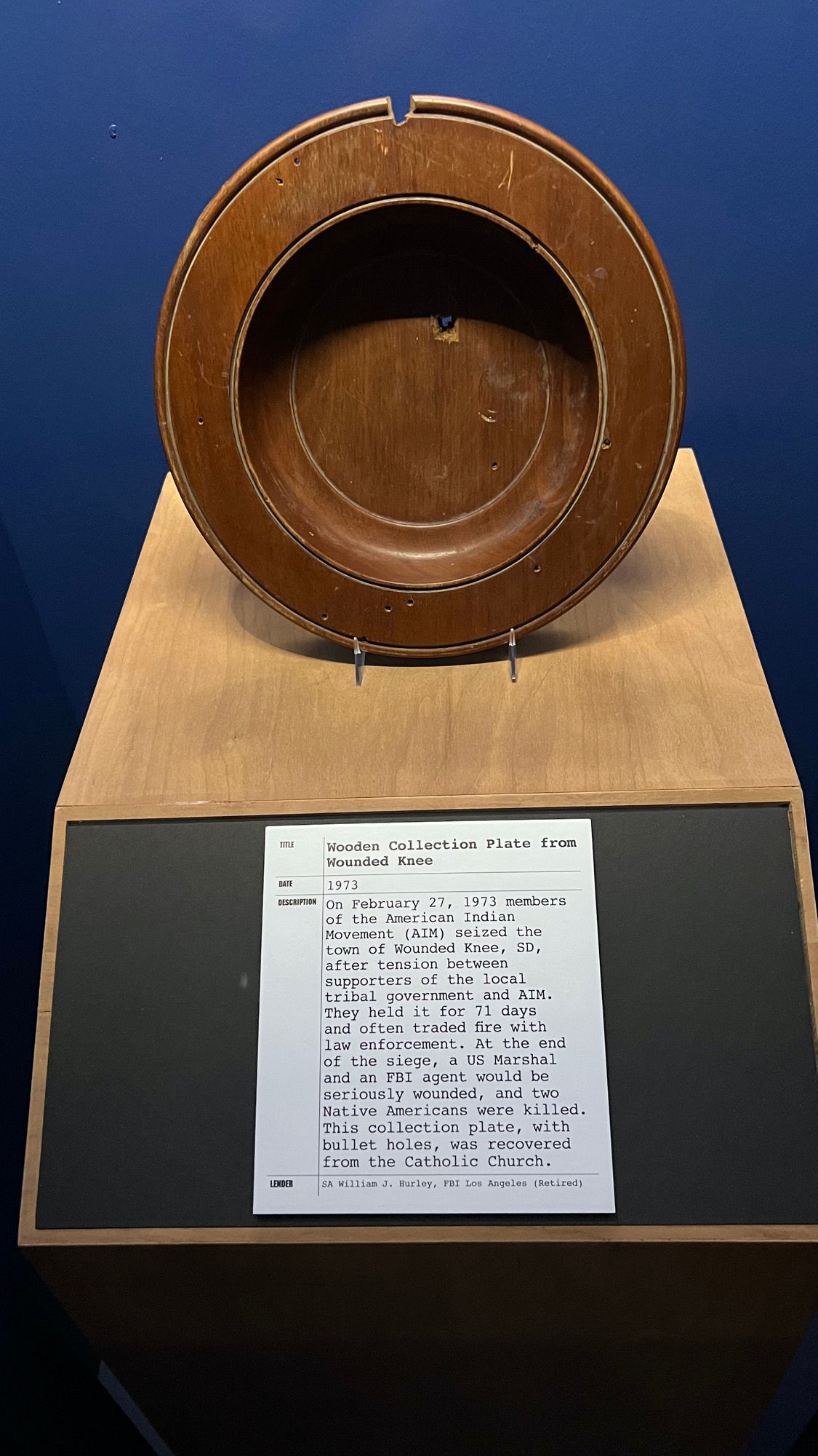 Wounded Knee Plate FBI Wounded Knee Plate
