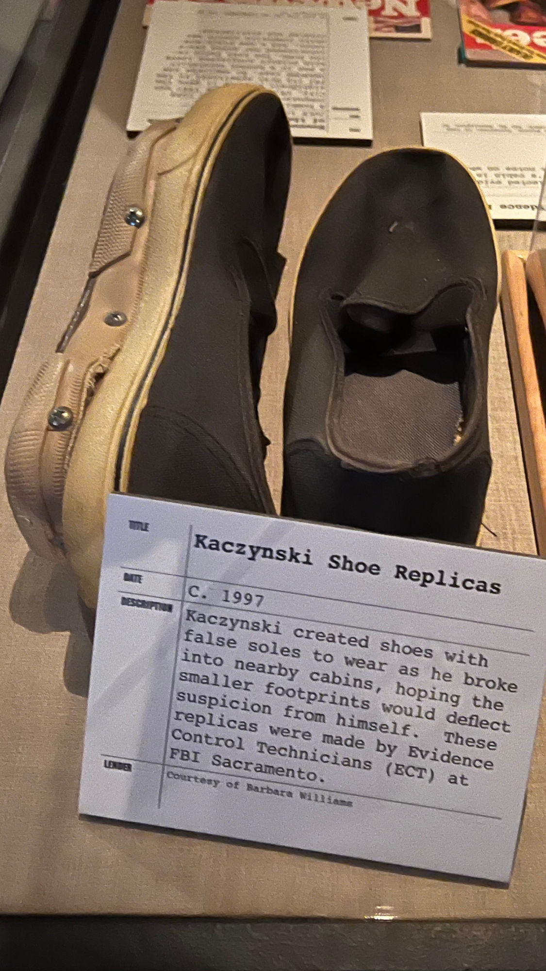 Unabomber Kaczynski Shoe Replicas