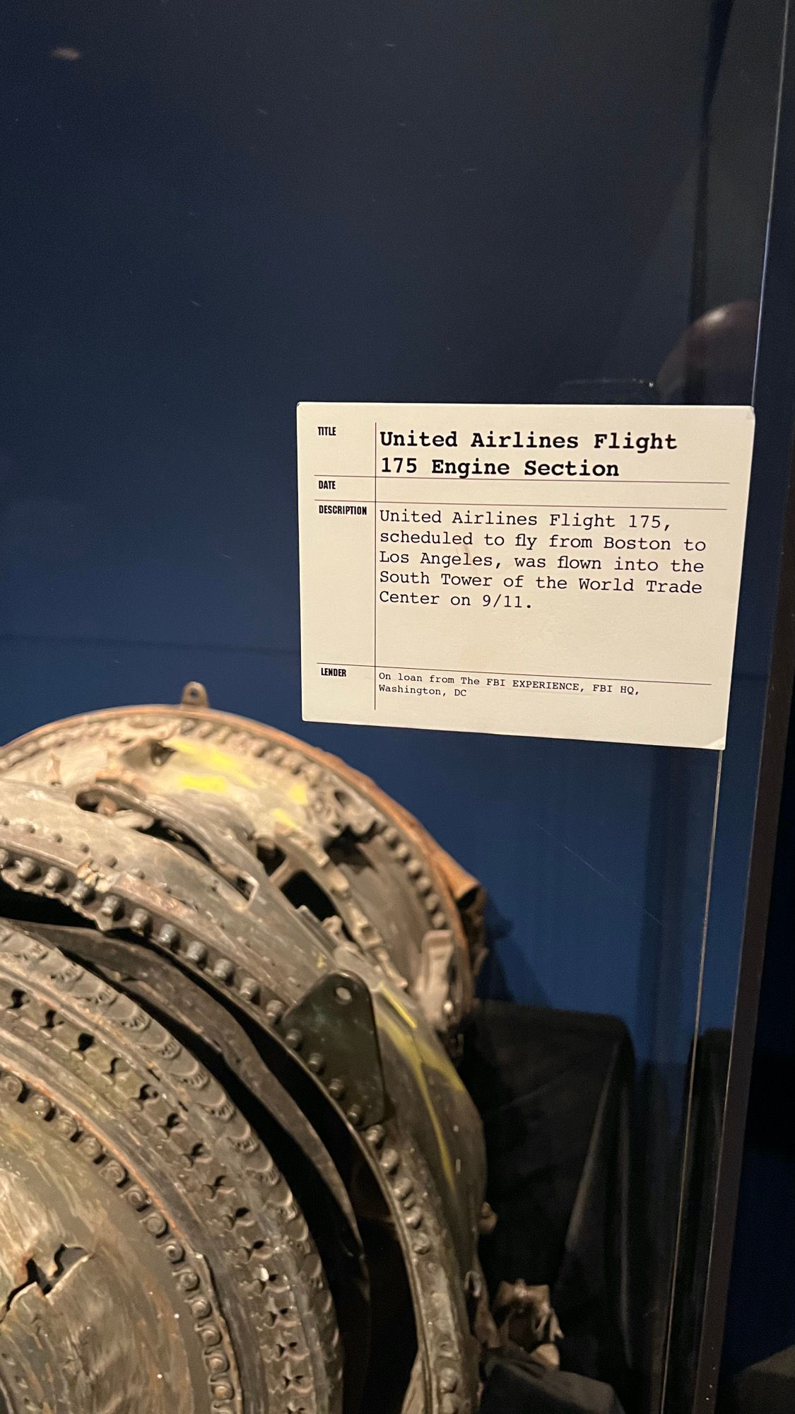 United Airlines Flight 175 Engine Section