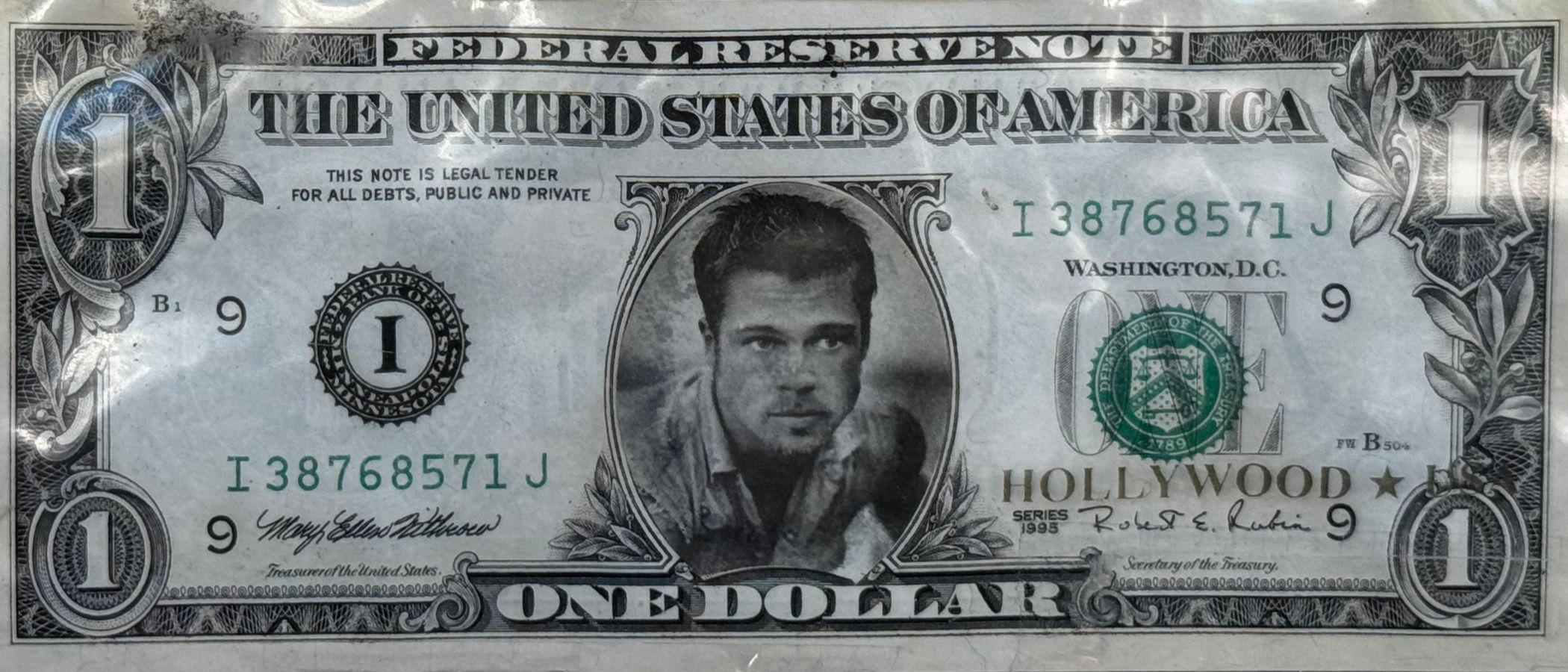 Fake One Dollar Bill Brad Pitt