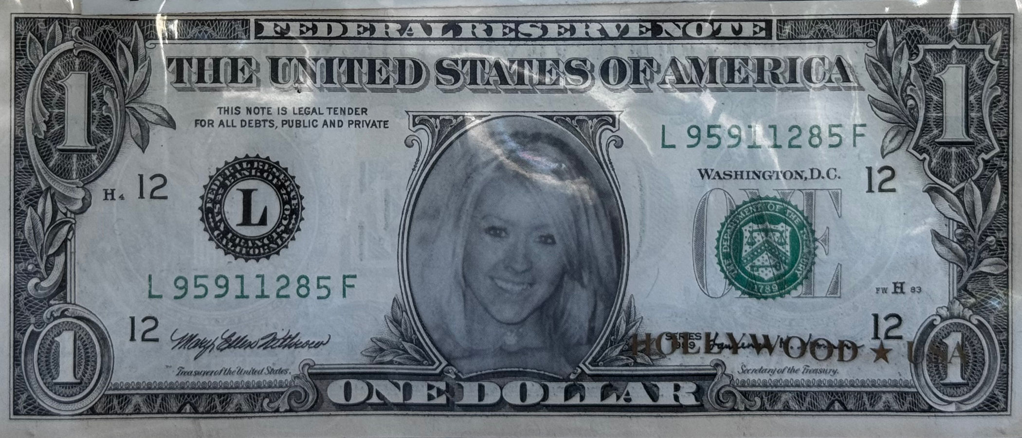 Fake One Dollar Bill Christina Aguilera