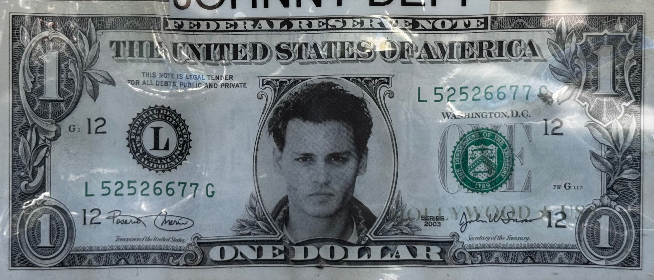 Fake One Dollar Bill Johnny Depp