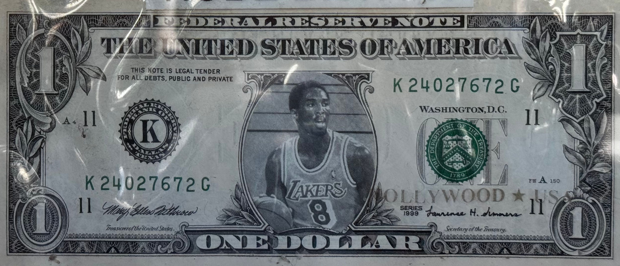 Fake One Dollar Bill Kobe Bryant