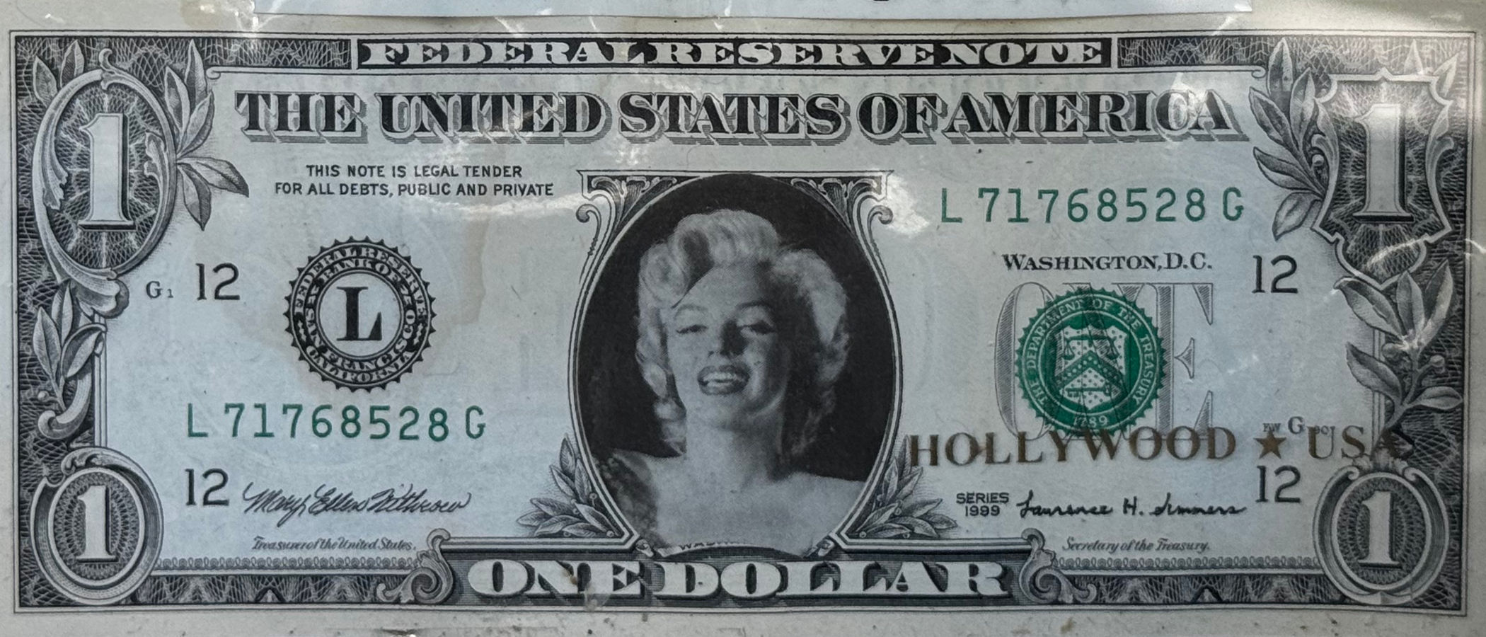Fake One Dollar Bill Marilyn Monroe