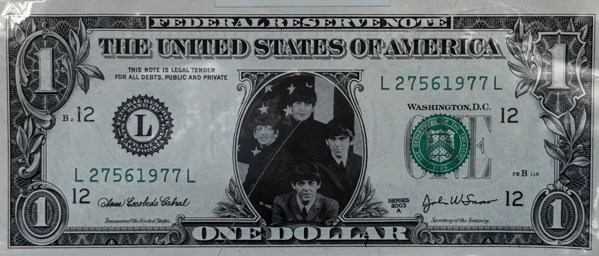Fake One Dollar Bill The Beatles