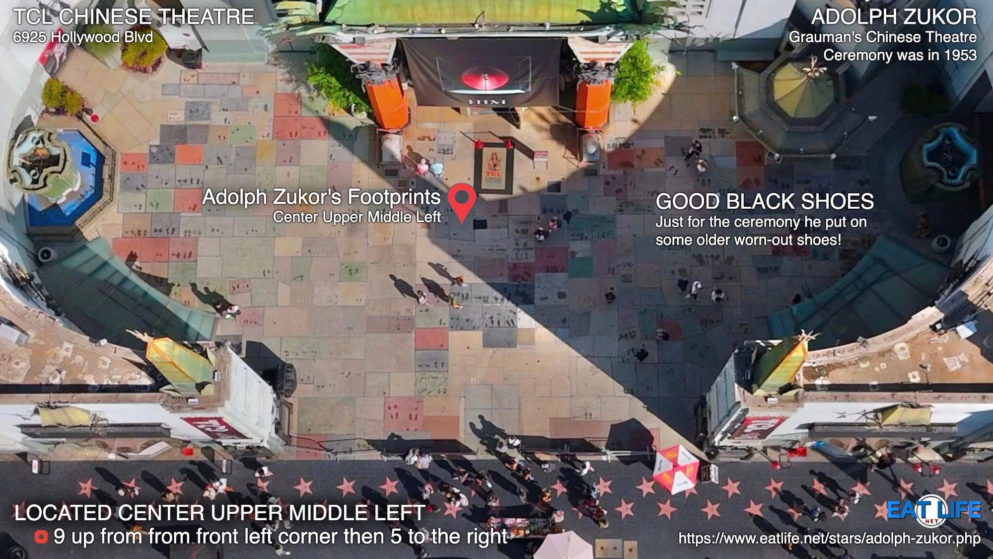 TCL Chinese Theatre Map Adolph Zukor's Footprints Located Center Upper Middle Left