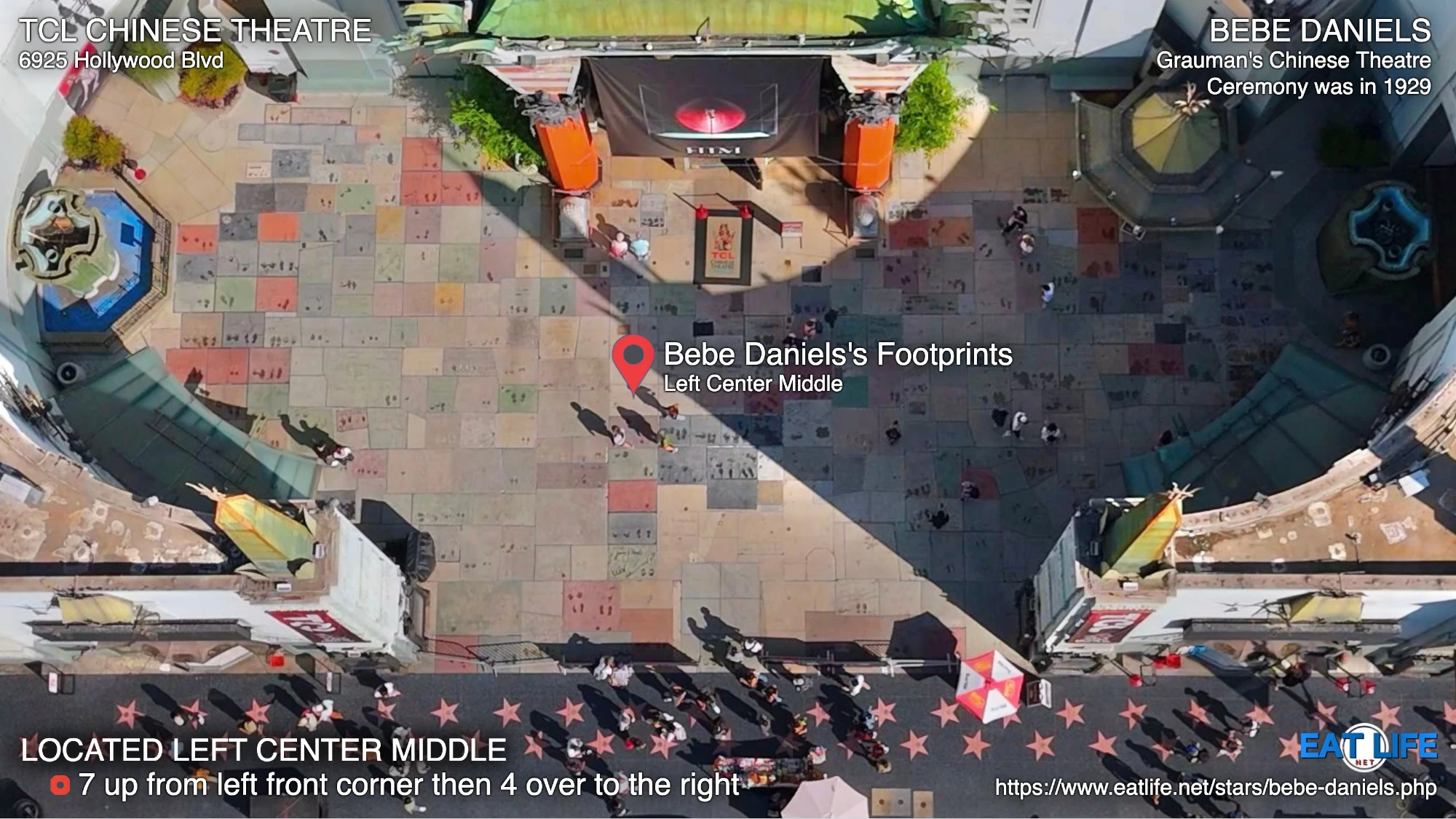 TCL Chinese Theatre Map Bebe Daniels's Footprints Located Left Center Middle