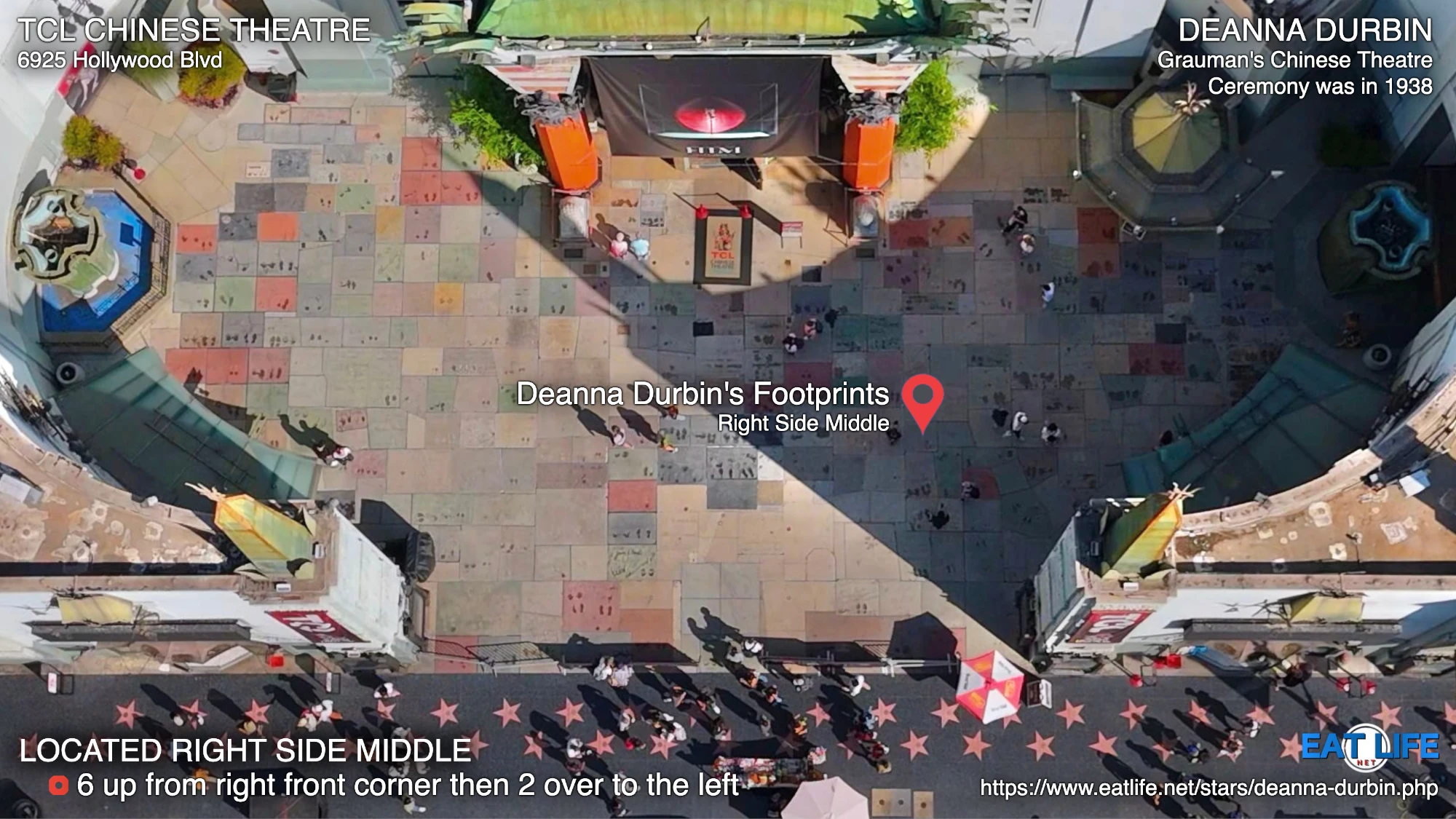TCL Chinese Theatre Map Deanna Durbin's Footprints Located Right Side Middle