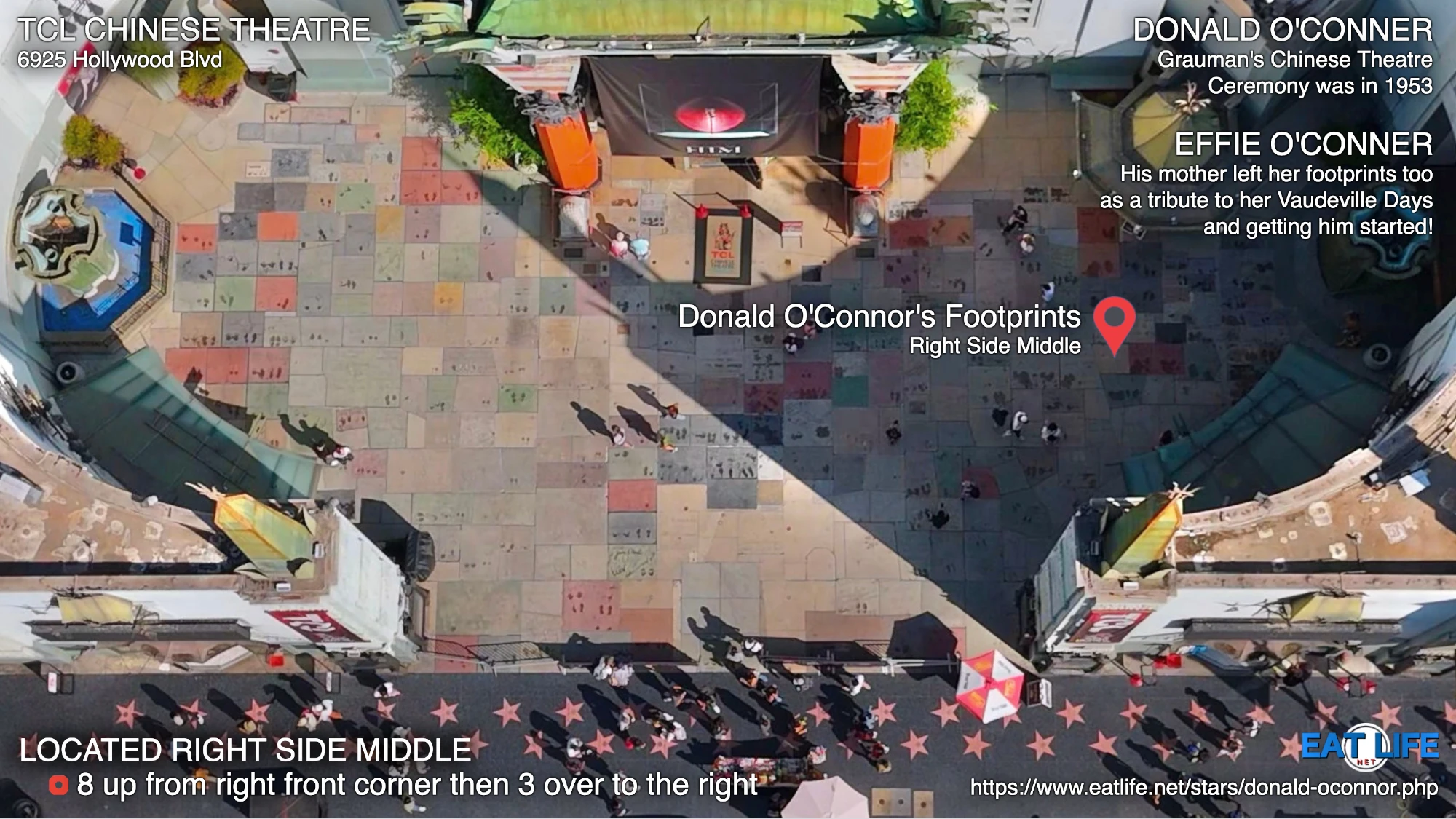 TCL Chinese Theatre Map Donald O'connor's Footprints Located Right Side Middle