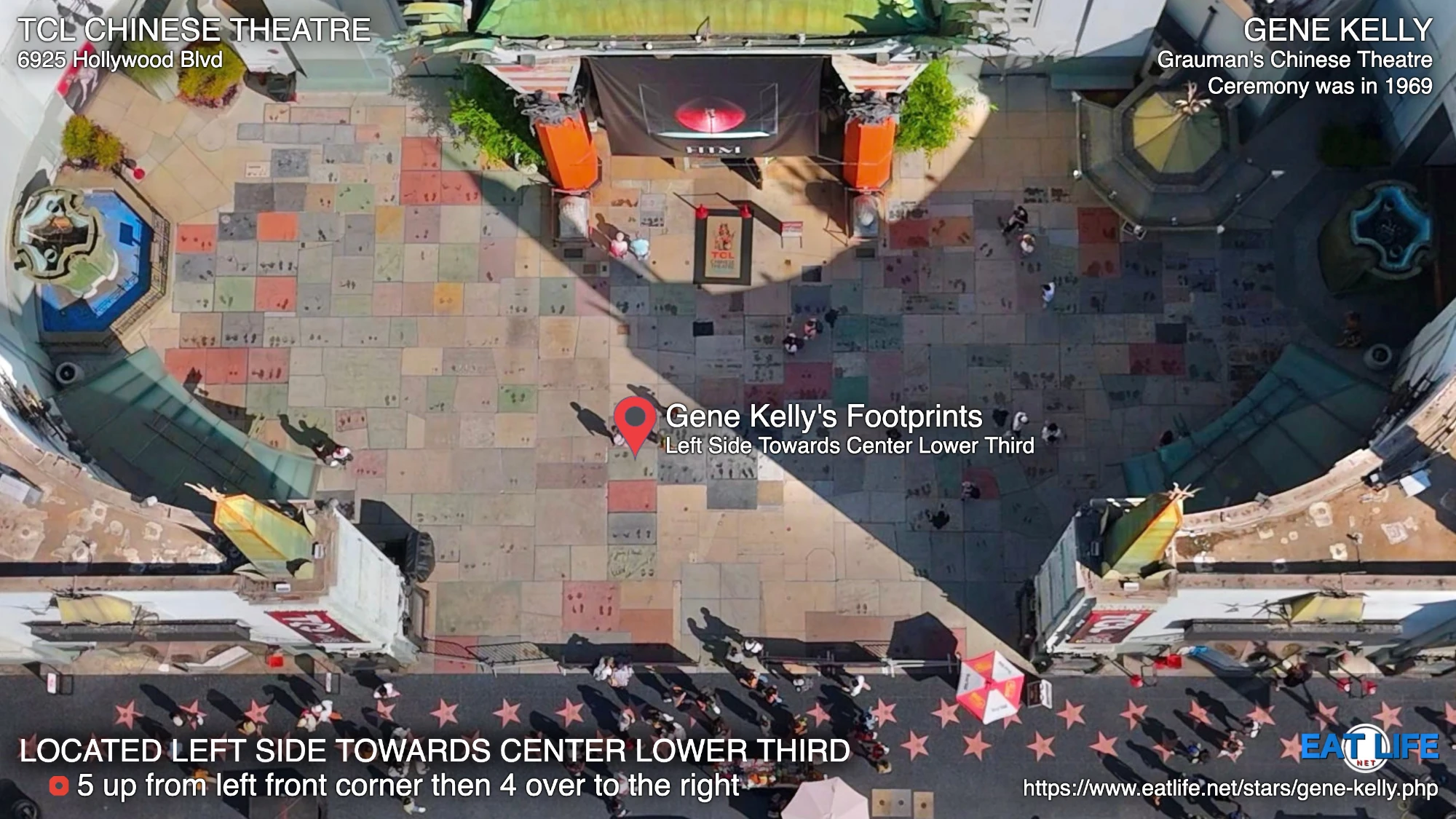 TCL Chinese Theatre Map Gene Kelly's Footprints Located Left Side Towards Center Lower Third