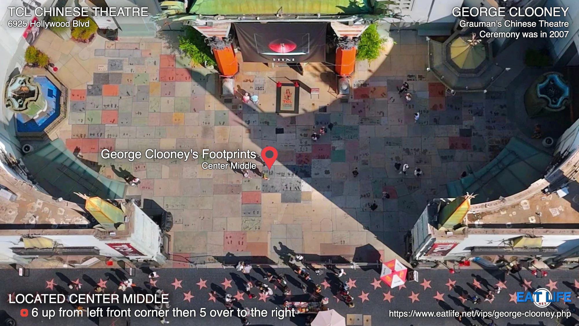 TCL Chinese Theatre Map George Clooney's Footprints Located Center Middle