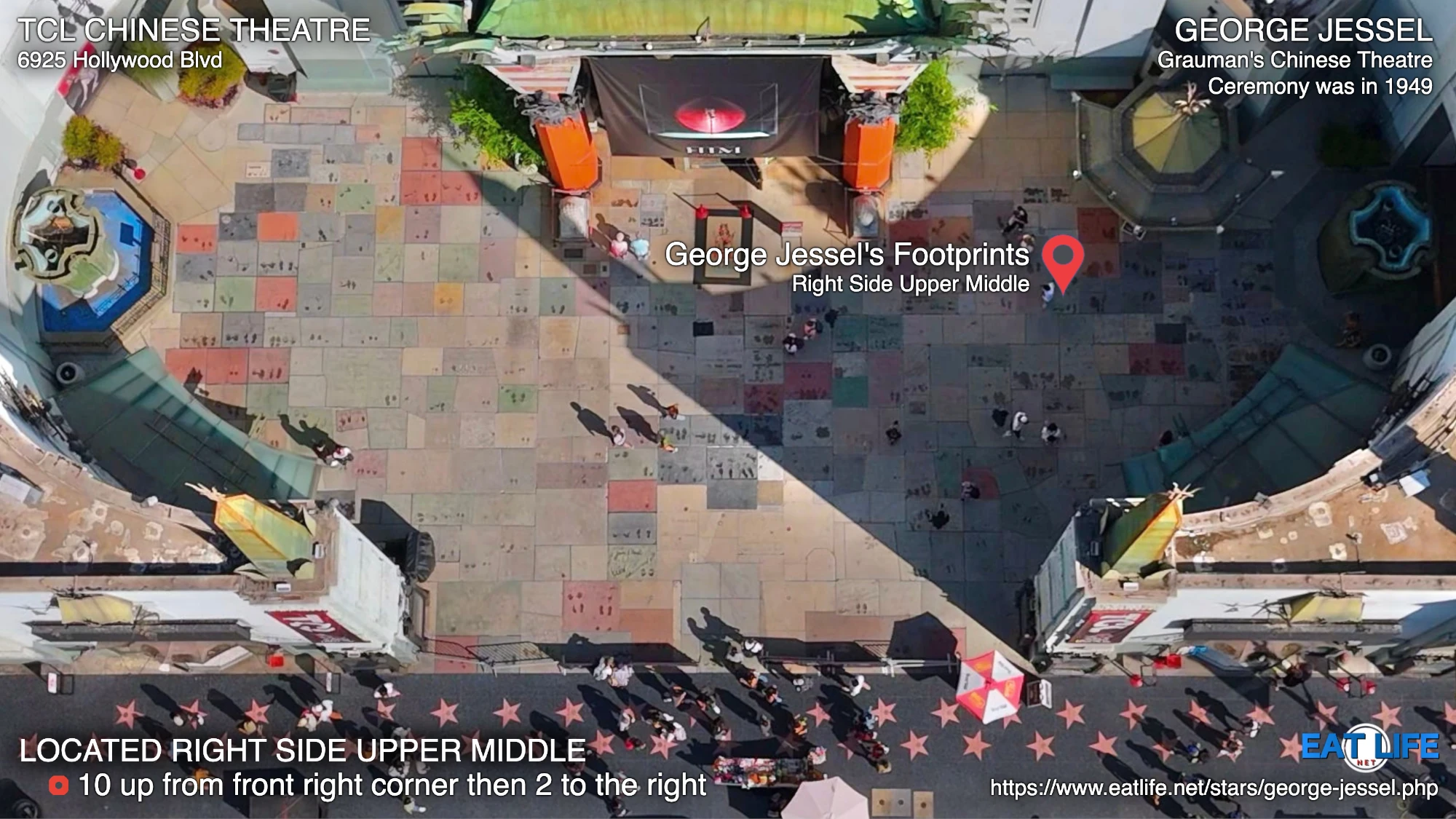 TCL Chinese Theatre Map George Jessel's Footprints Located Right Side Upper Middle