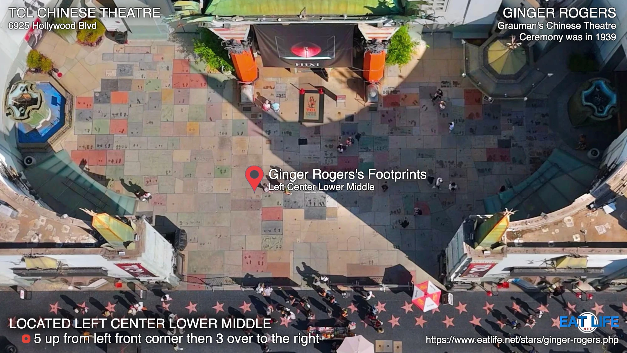 TCL Chinese Theatre Map Ginger Rogers's Footprints Located Left Center Lower Middle