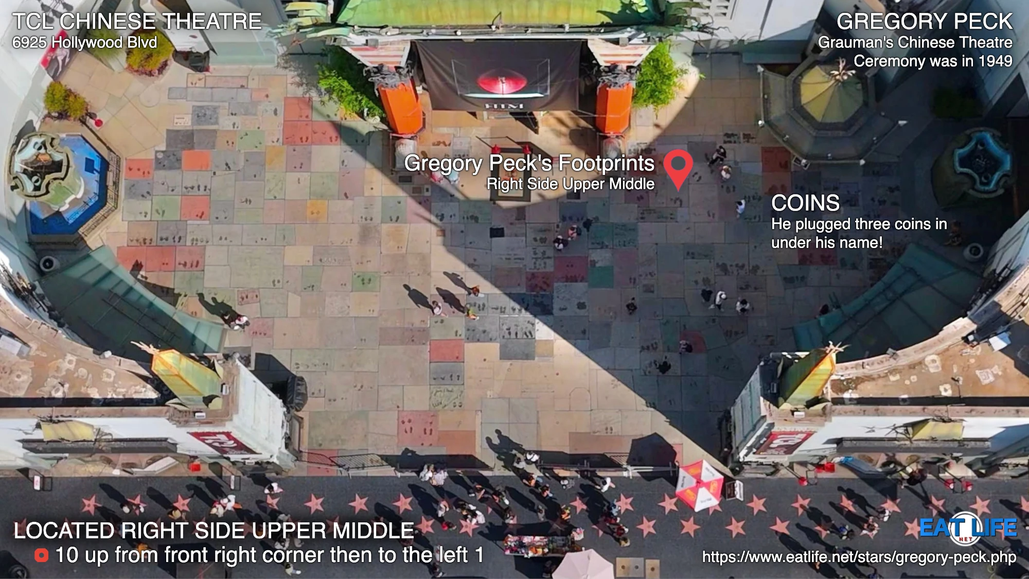 TCL Chinese Theatre Map Gregory Peck's Footprints Located Right Side Upper Middle