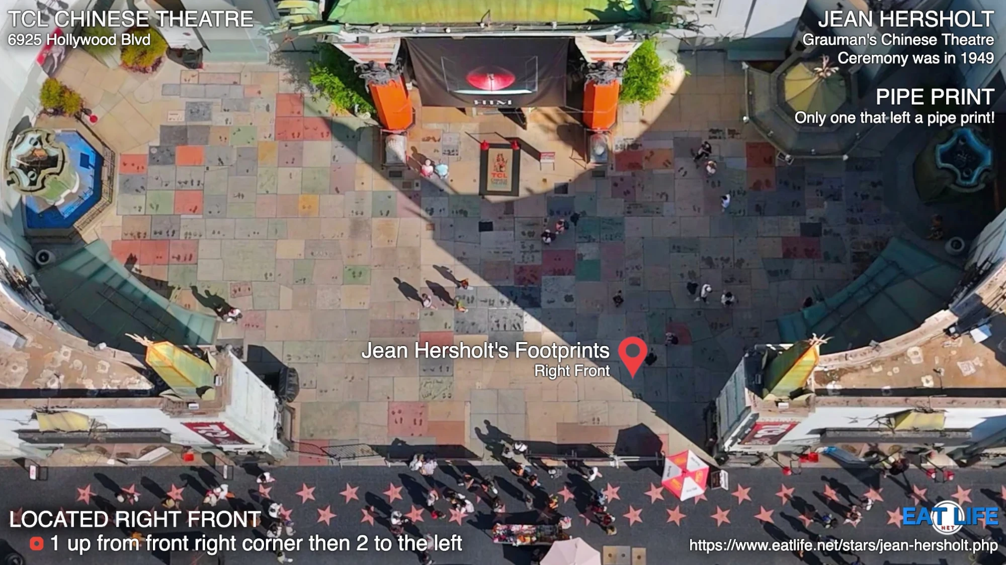 TCL Chinese Theatre Map Jean Hersholt's Footprints Located Right Front